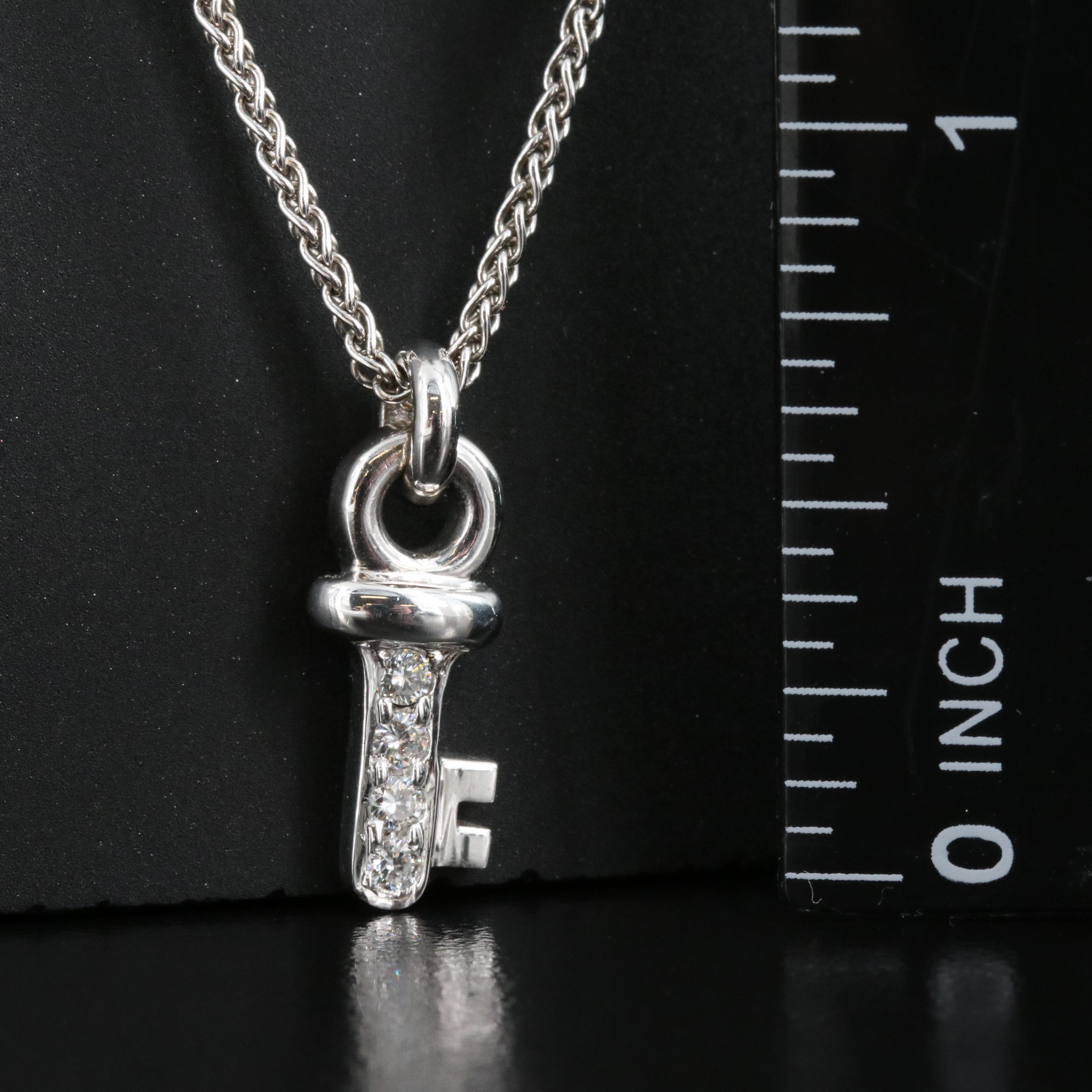 14K 0.12 CTW Diamond Key Pendant Necklace