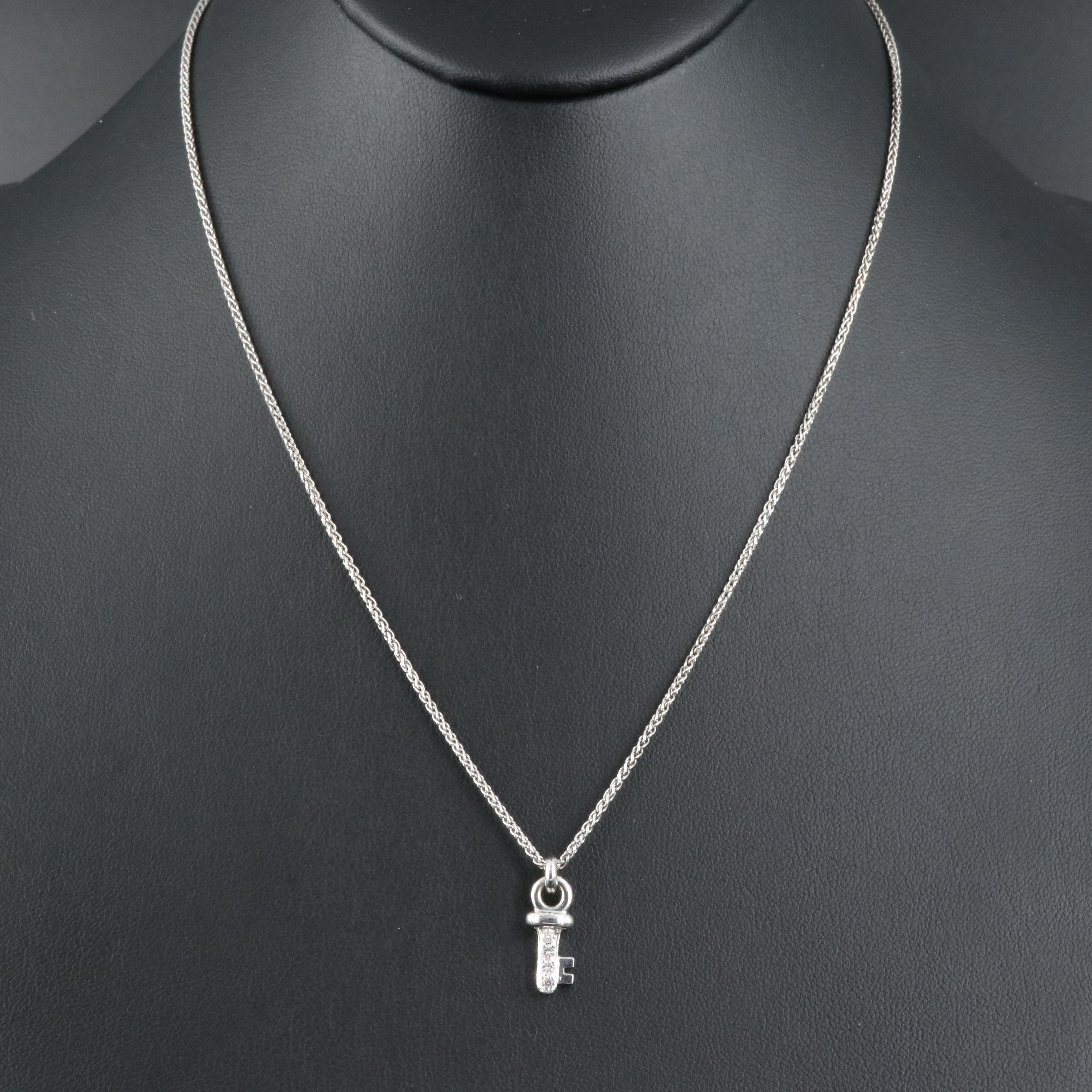 14K 0.12 CTW Diamond Key Pendant Necklace