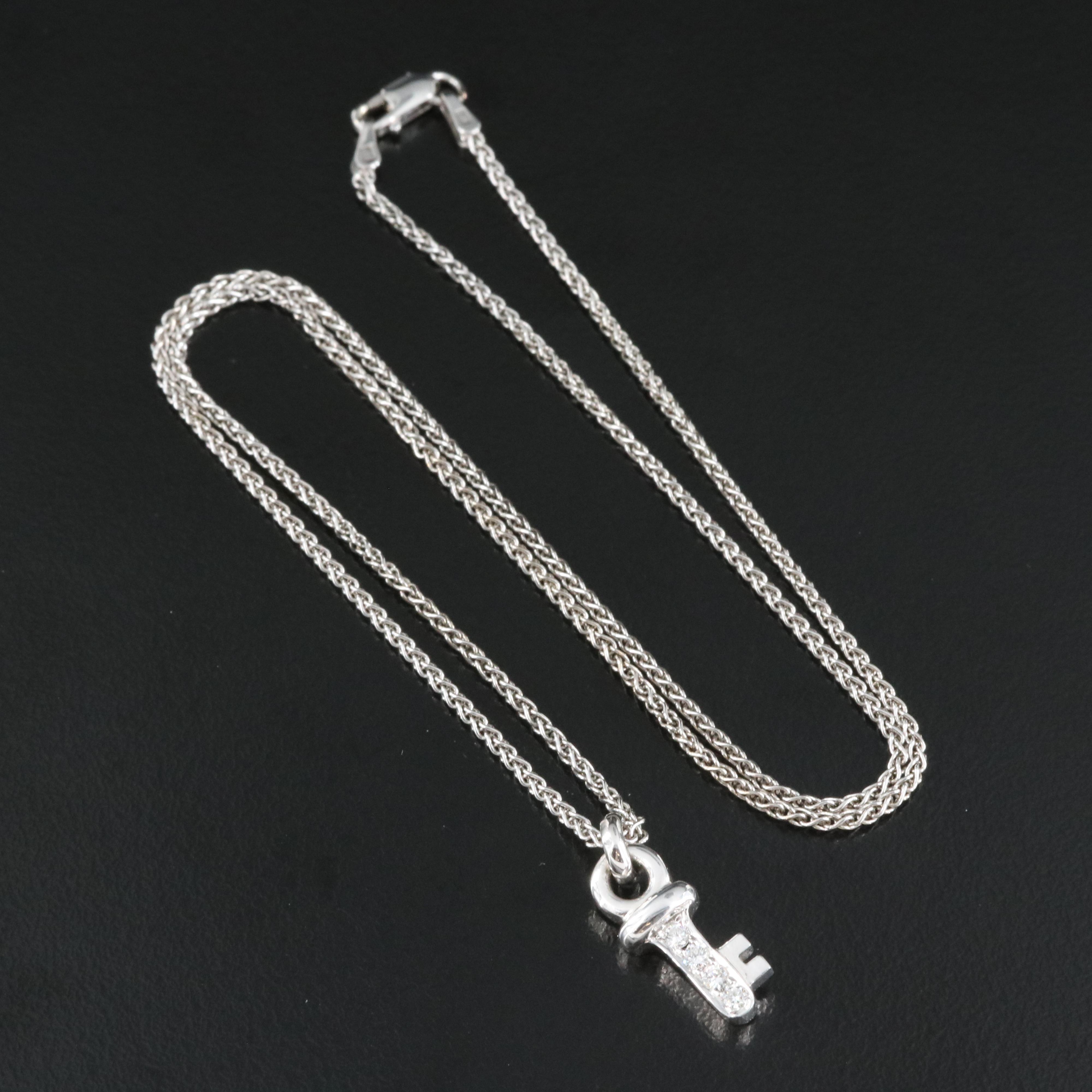 14K 0.12 CTW Diamond Key Pendant Necklace