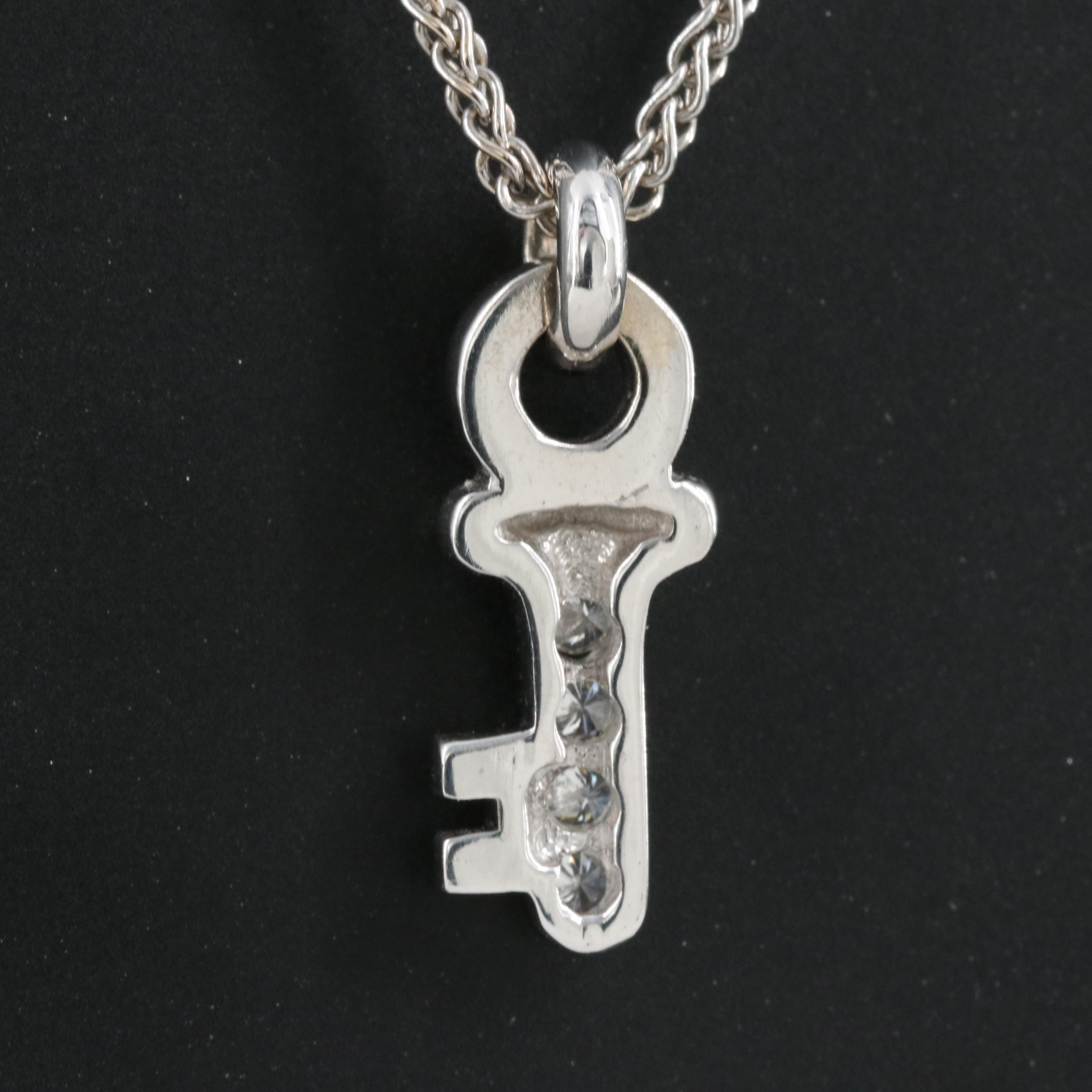 14K 0.12 CTW Diamond Key Pendant Necklace