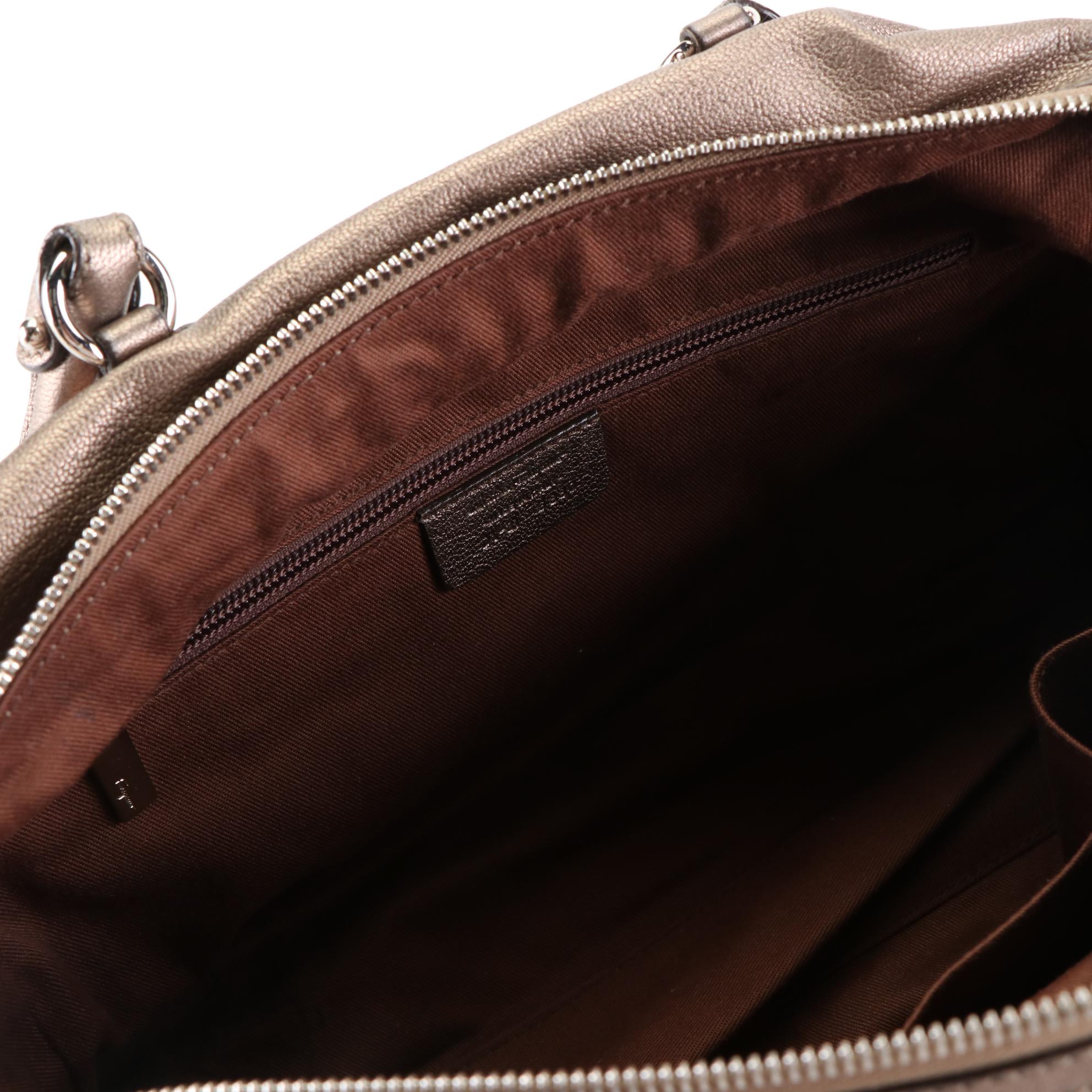 Salvatore Ferragamo Gancini Shoulder Bag in Metallic Leather