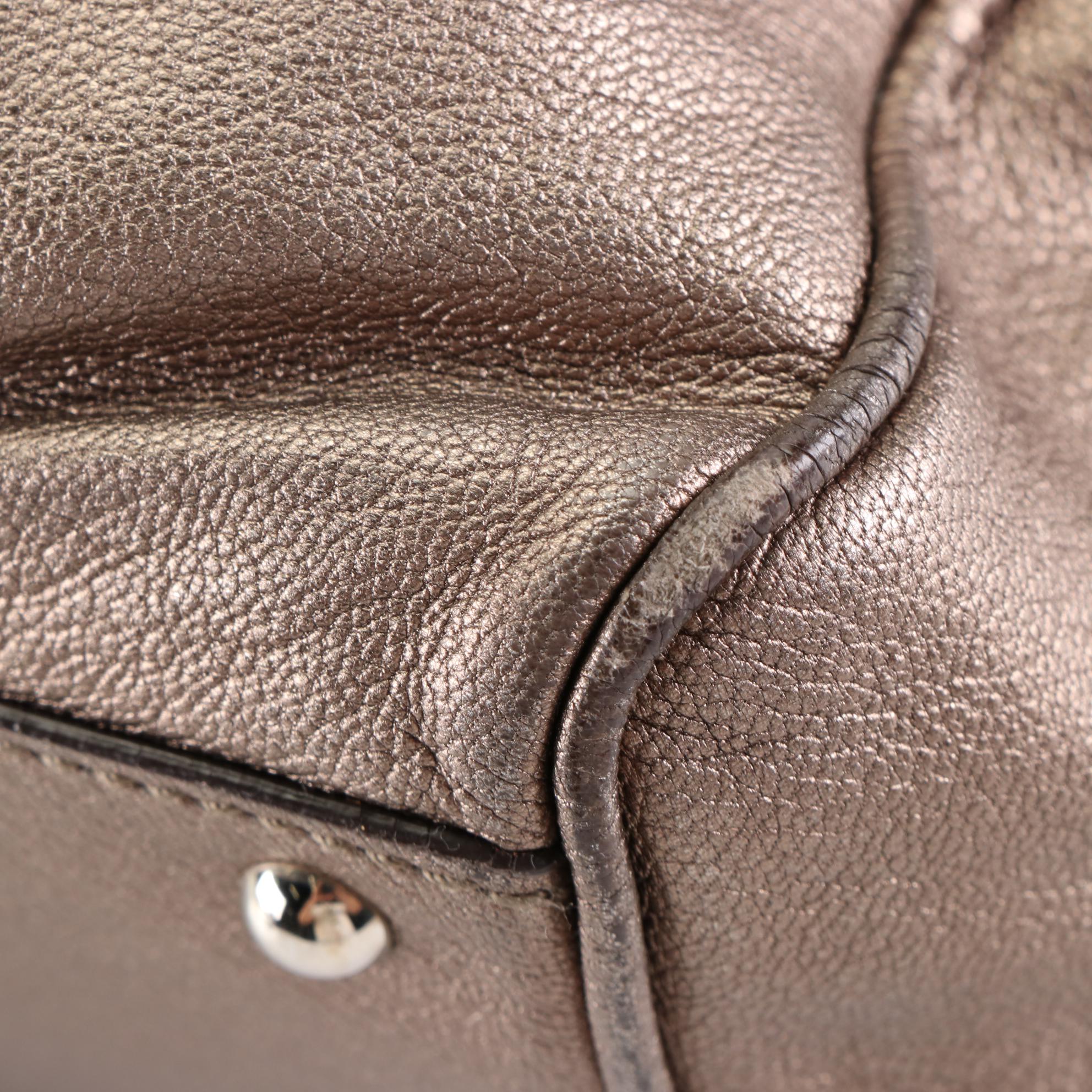 Salvatore Ferragamo Gancini Shoulder Bag in Metallic Leather