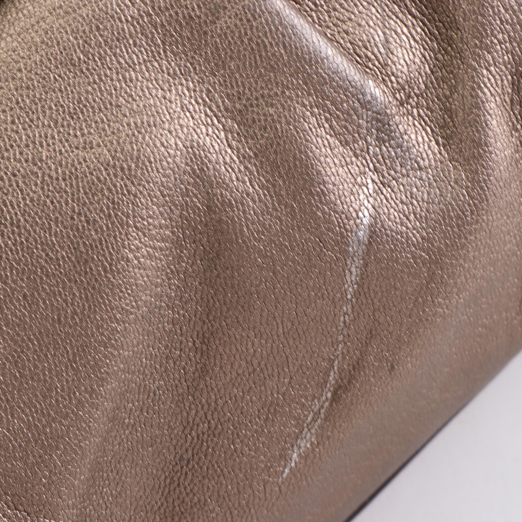 Salvatore Ferragamo Gancini Shoulder Bag in Metallic Leather