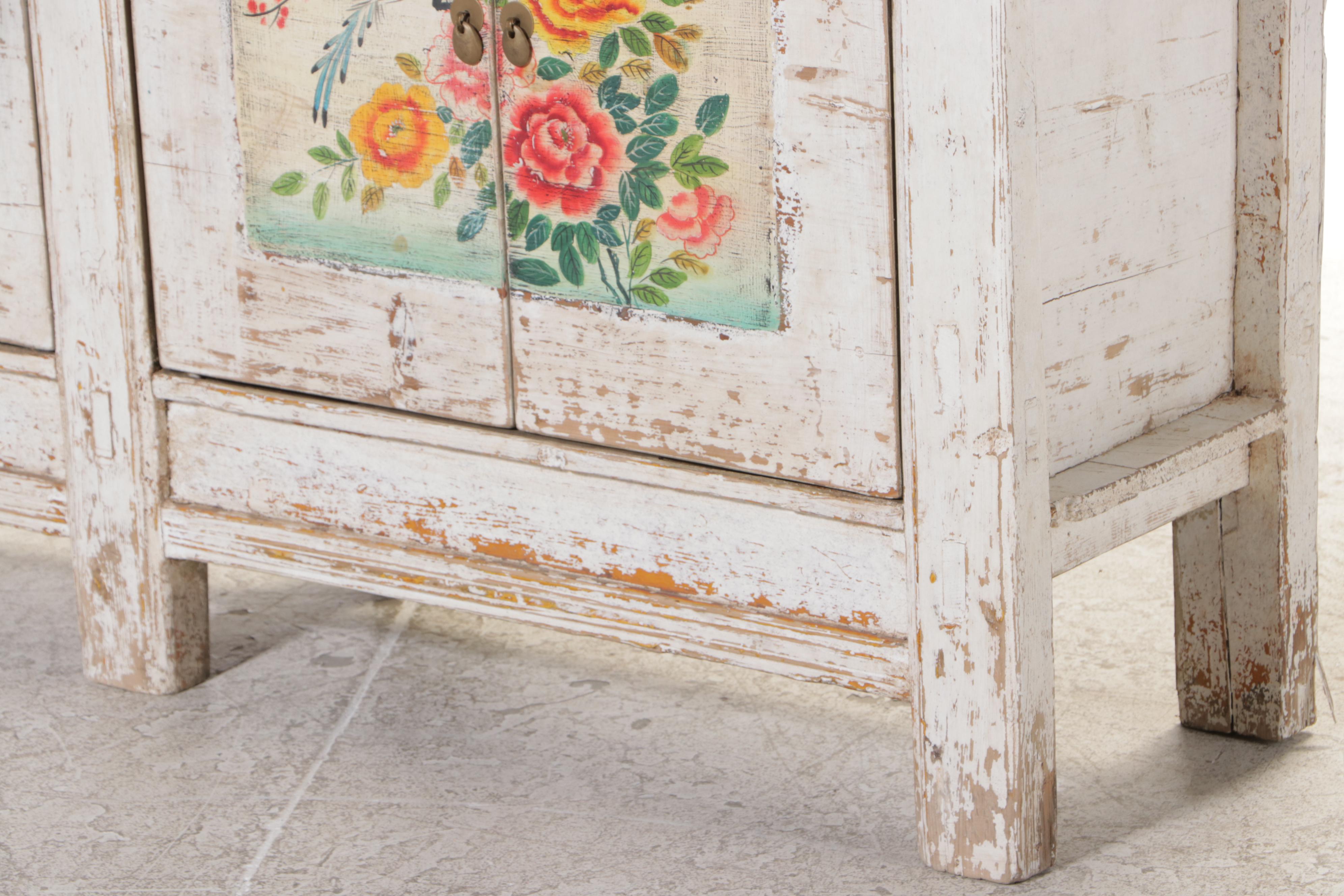 Provincial Chinese Paint-Decorated Pine Cabinet