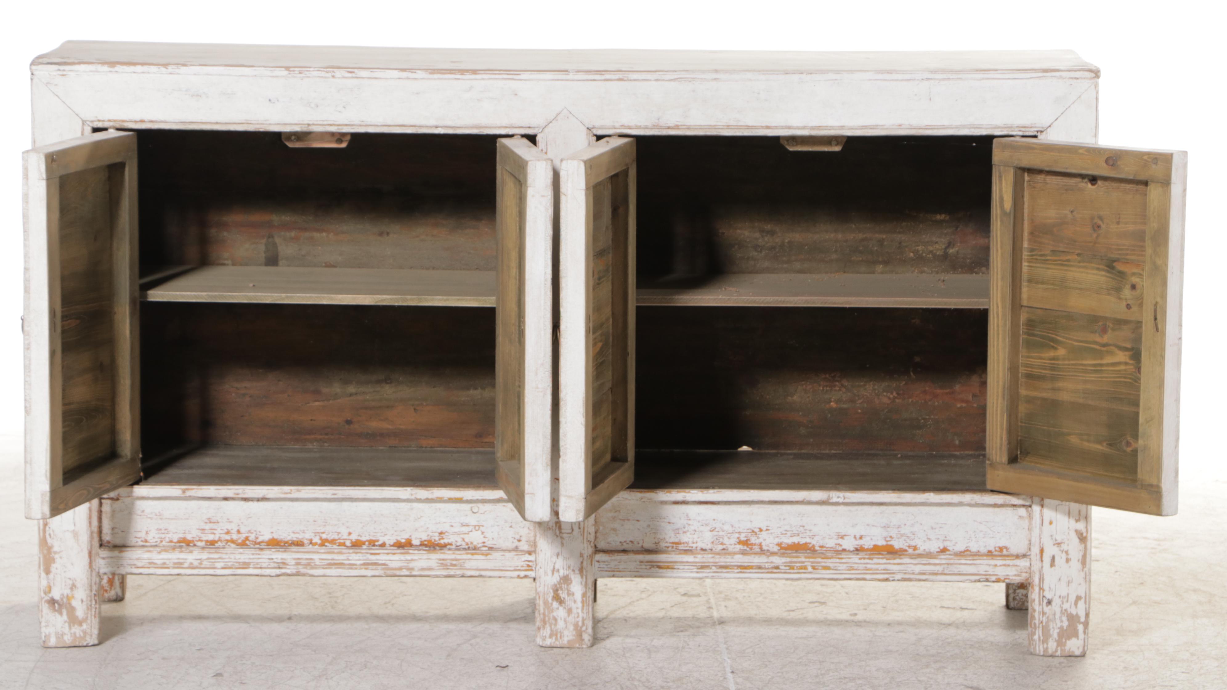 Provincial Chinese Paint-Decorated Pine Cabinet