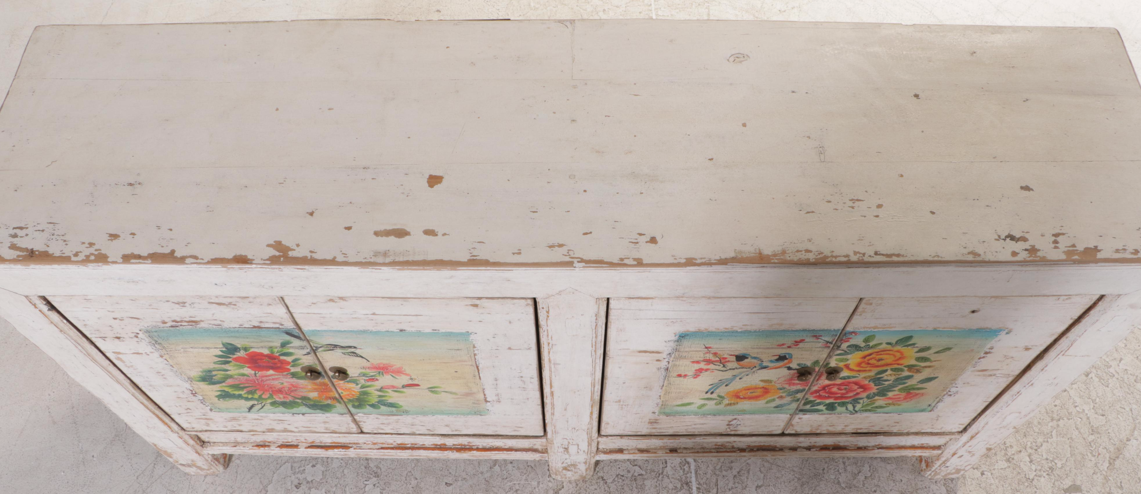 Provincial Chinese Paint-Decorated Pine Cabinet