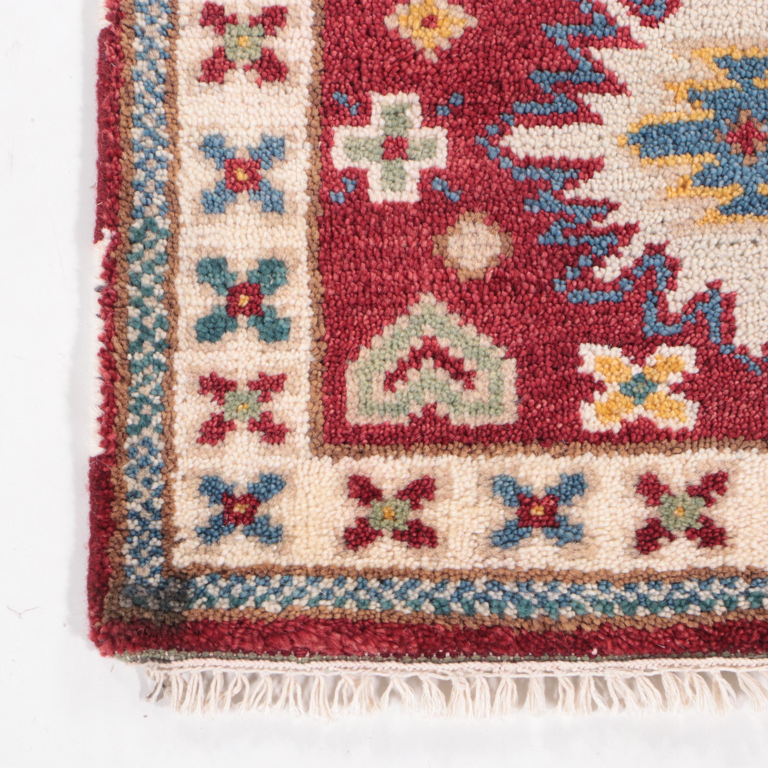 2' x 4'4 Hand-Knotted Indo-Persian Serapi Accent Rug