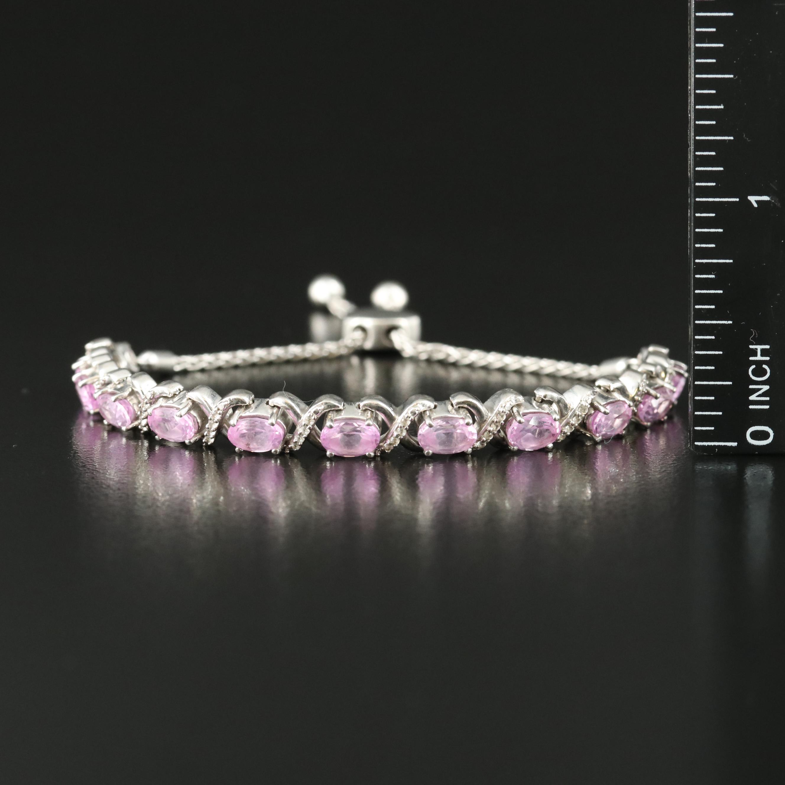 Sterling Sapphire and Topaz Bolo Bracelet