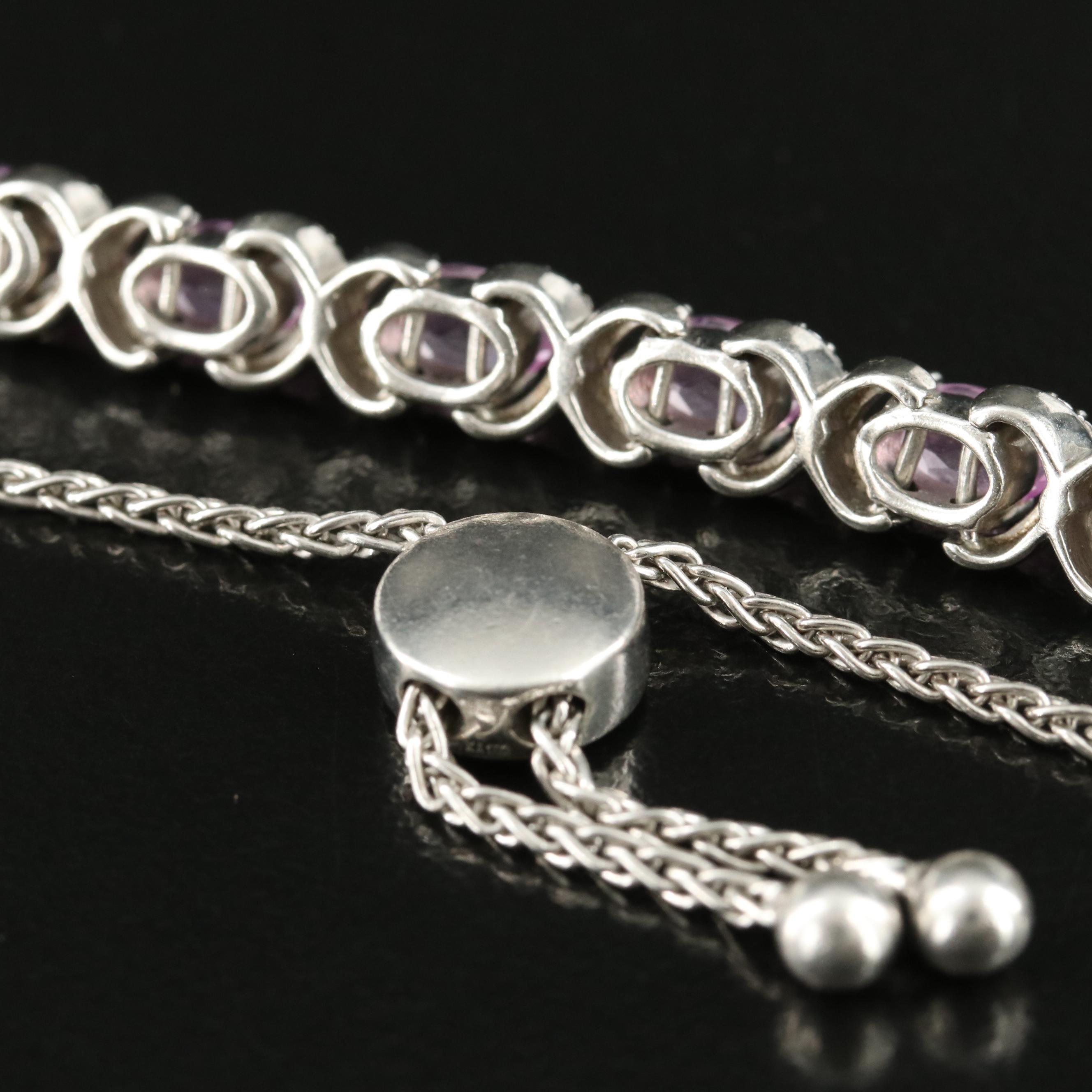 Sterling Sapphire and Topaz Bolo Bracelet