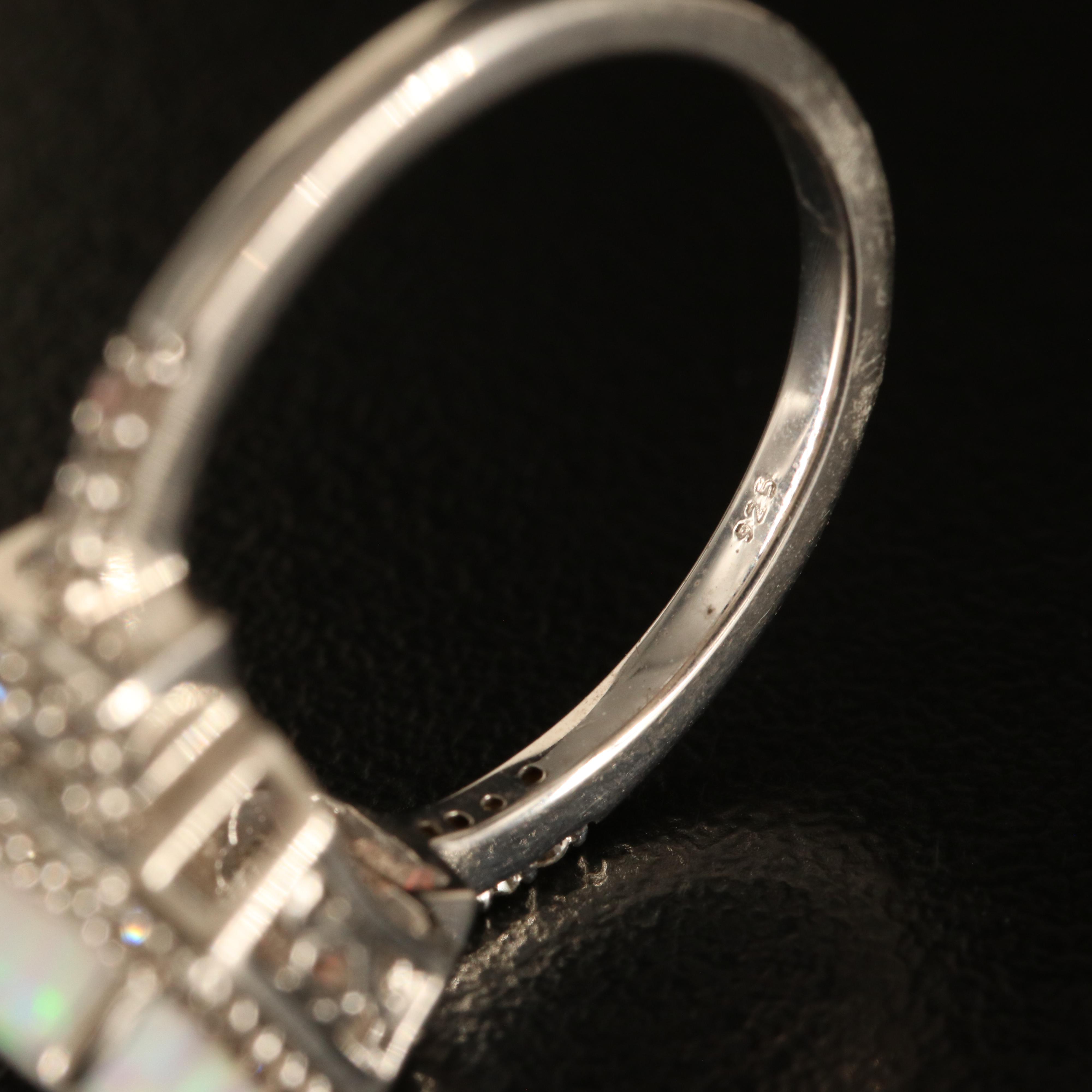 Sterling Opal and White Sapphire Ring