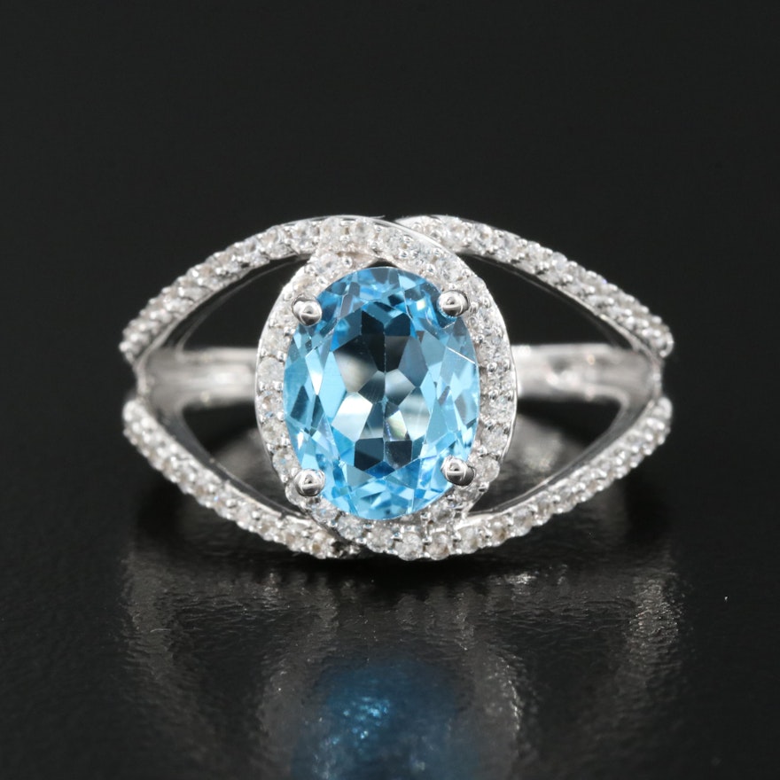 Sterling Topaz and Sapphire Ring