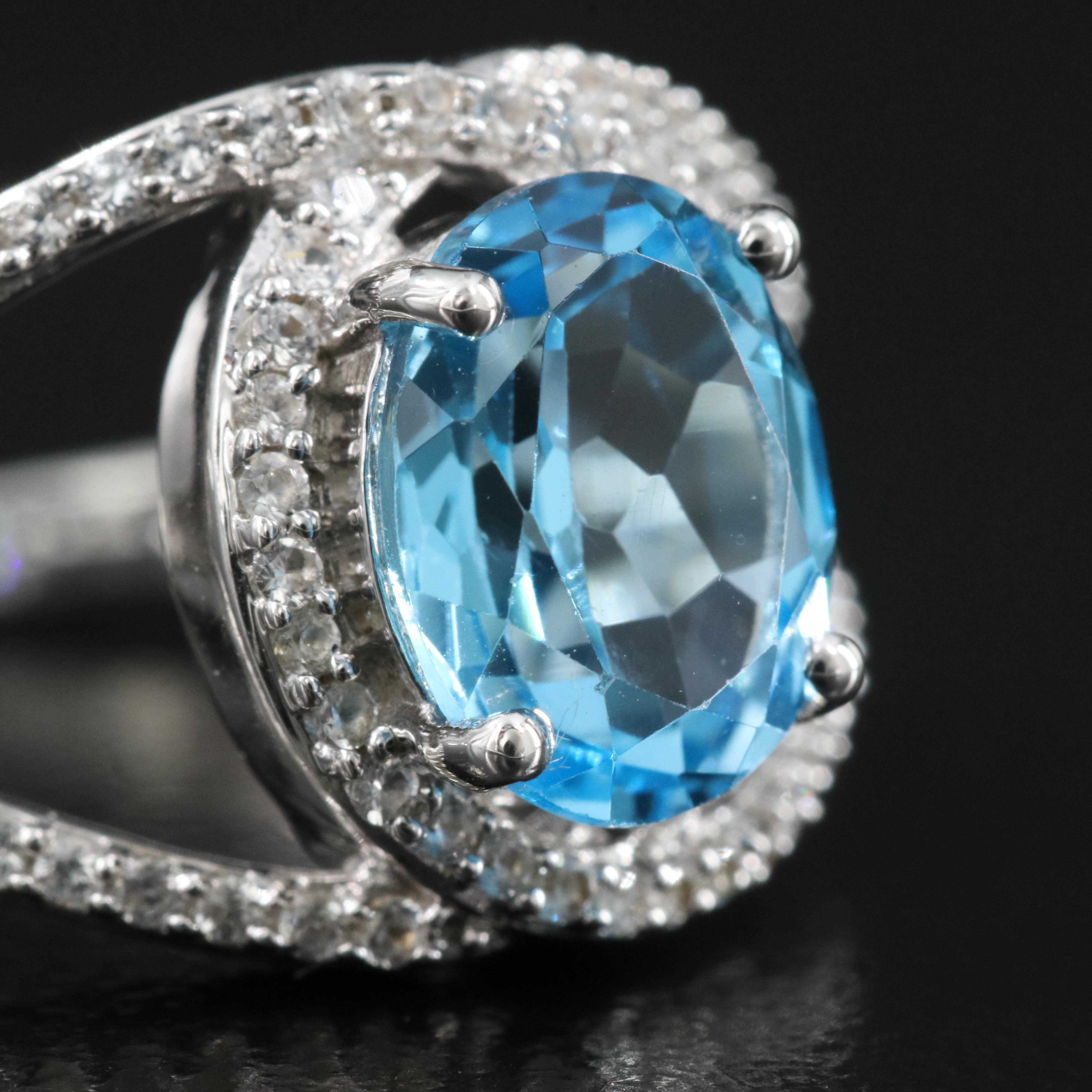 Sterling Topaz and Sapphire Ring