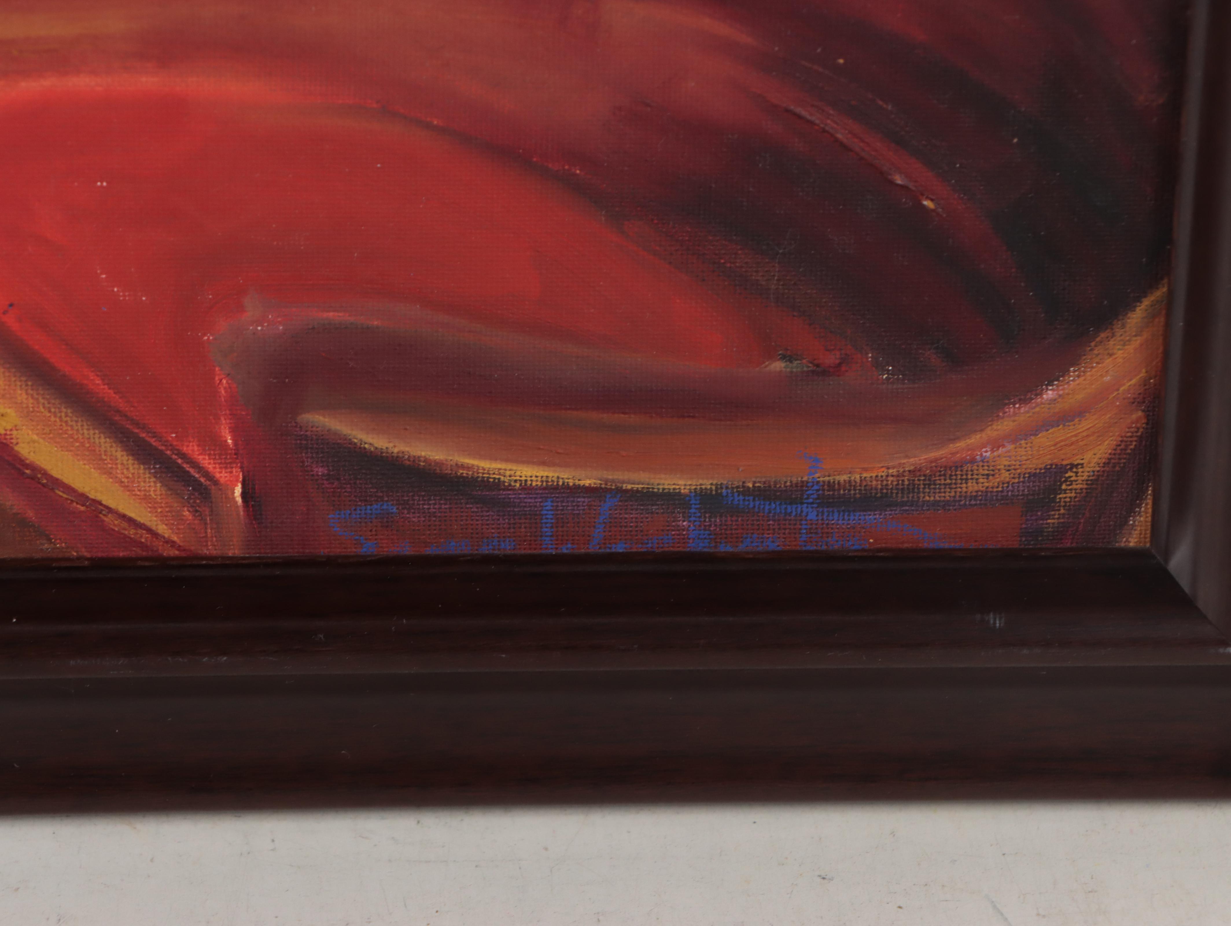 Oil Painting of a Woman in a Café, 21st Century