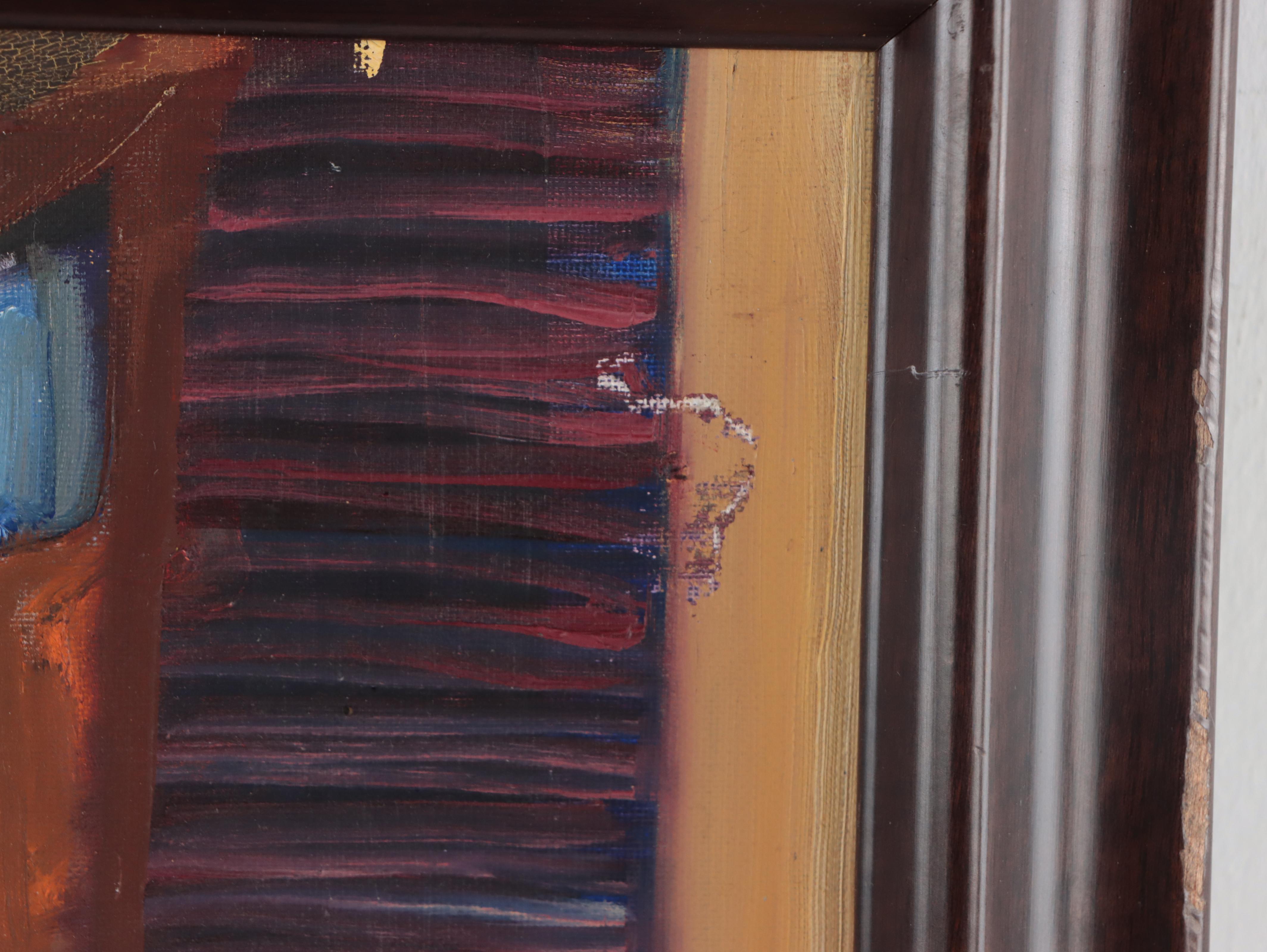 Oil Painting of a Woman in a Café, 21st Century