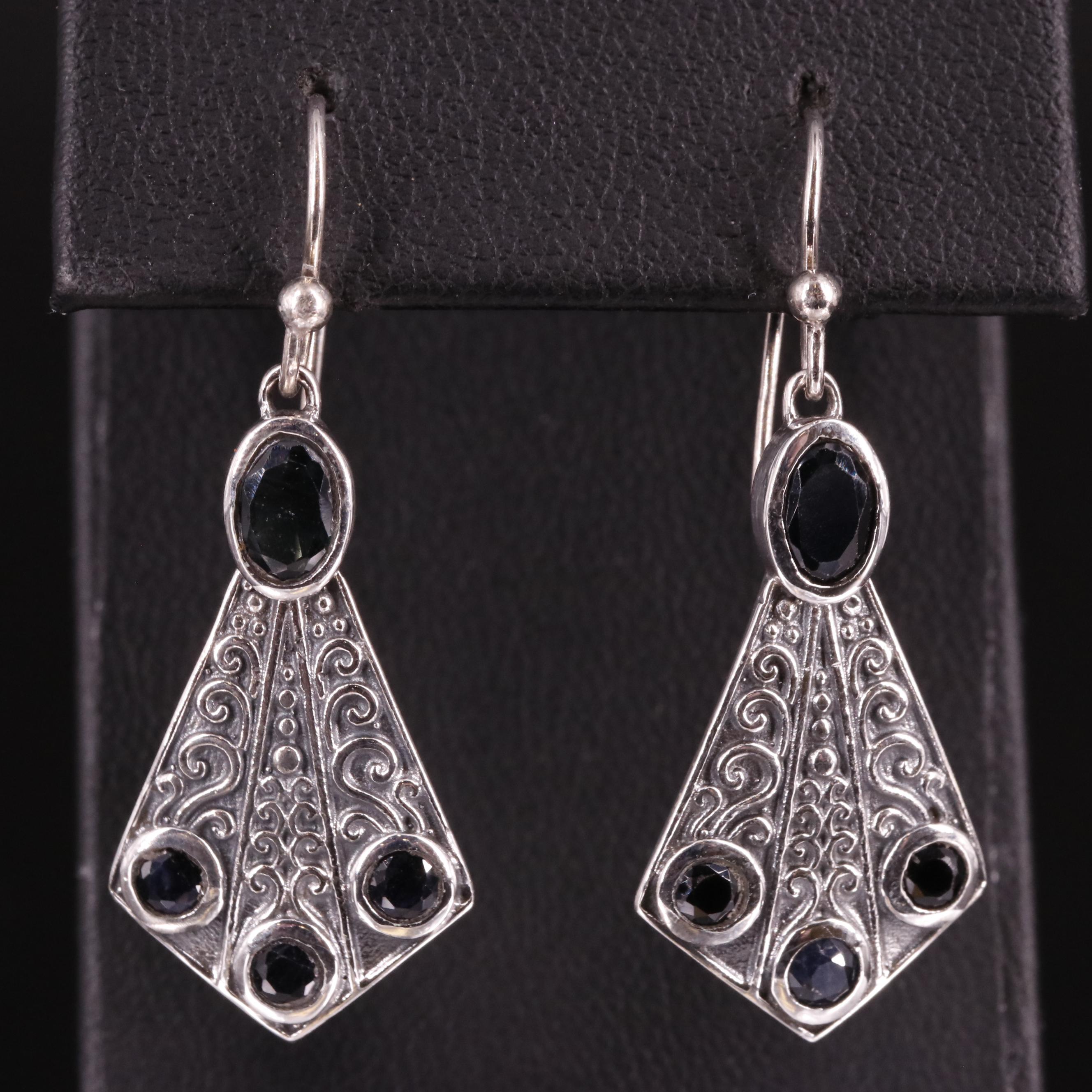 Sterling Sapphire Drop Earrings