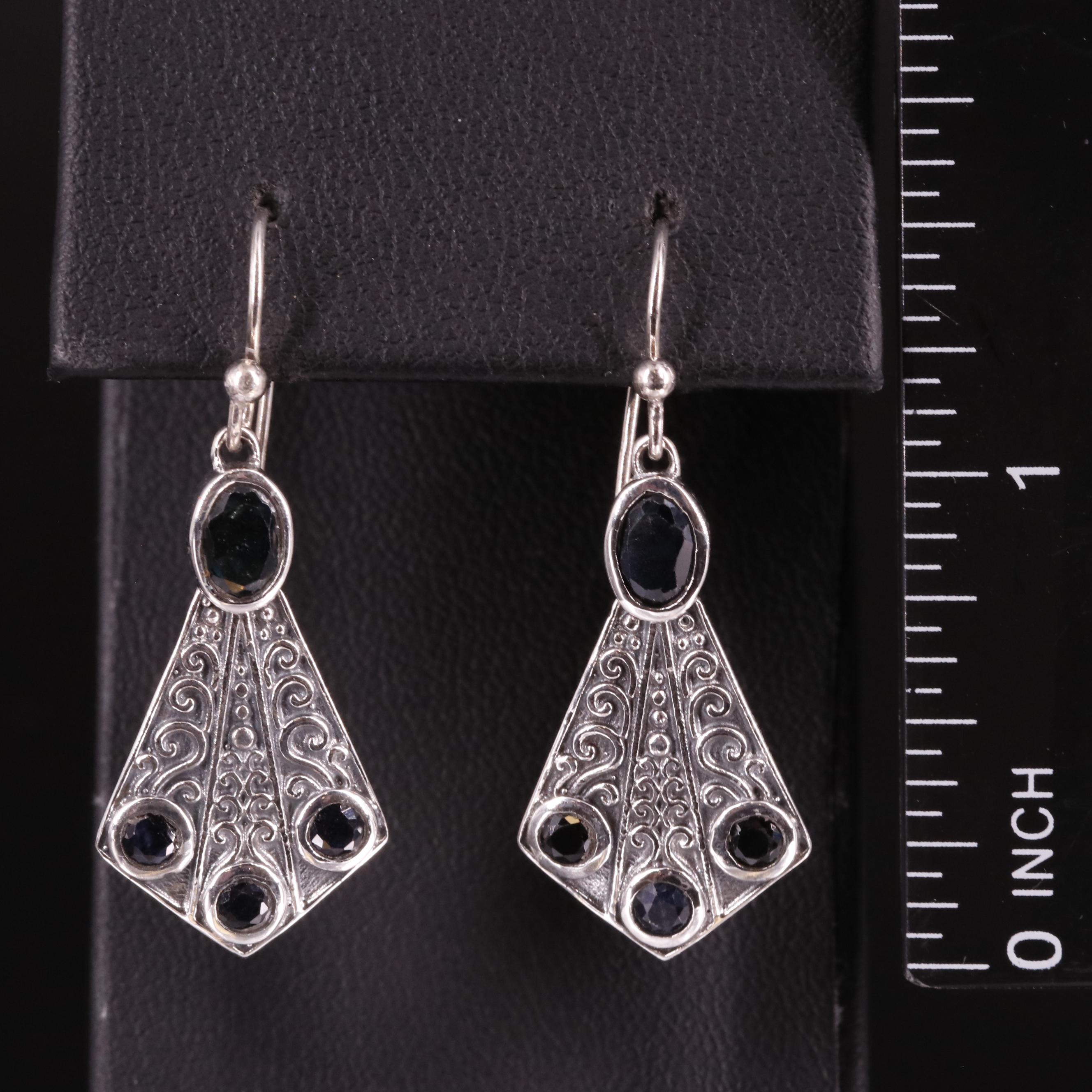 Sterling Sapphire Drop Earrings