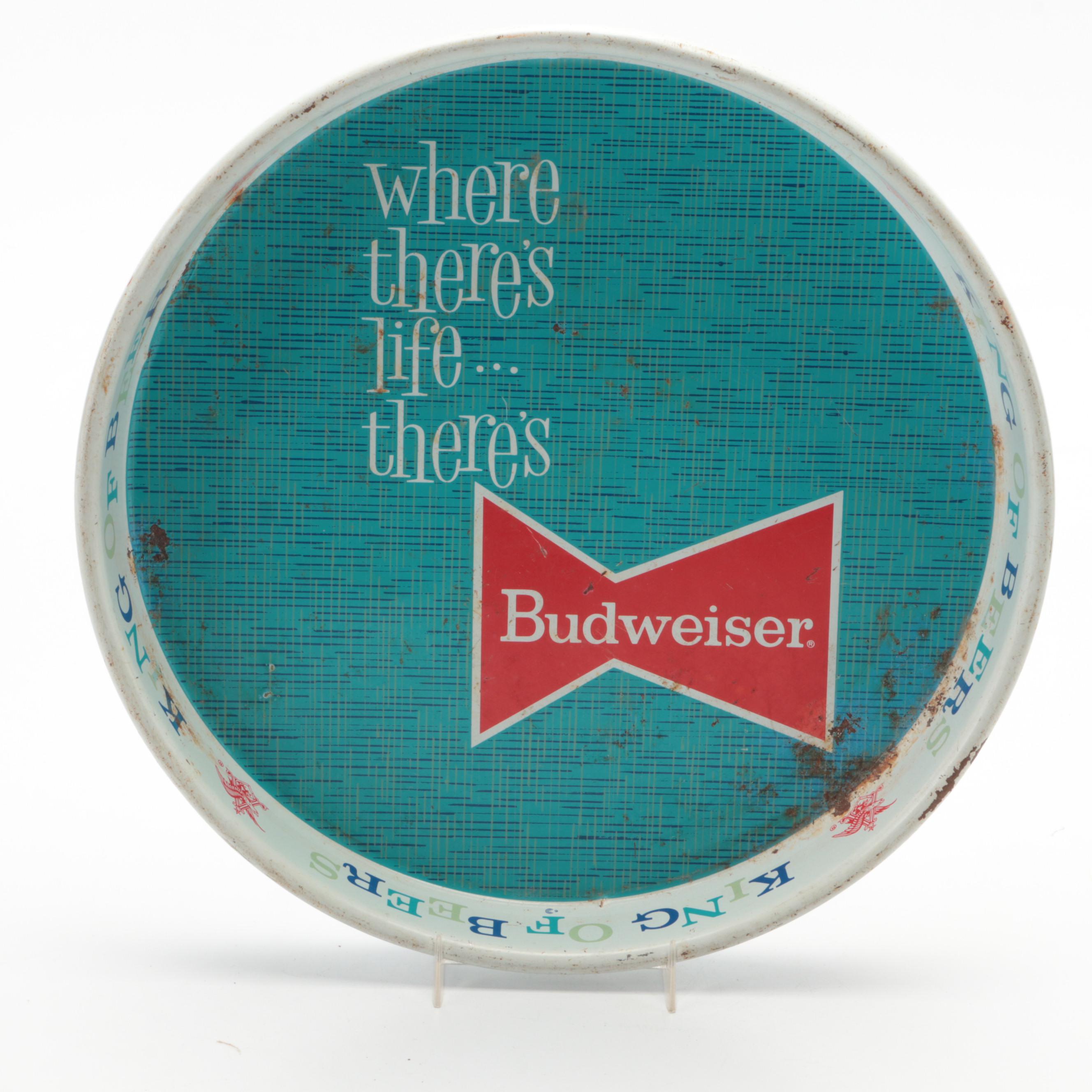 Metal Budweiser Beer Tray with Ertl Replica Budweiser Ford Truck Coin Bank