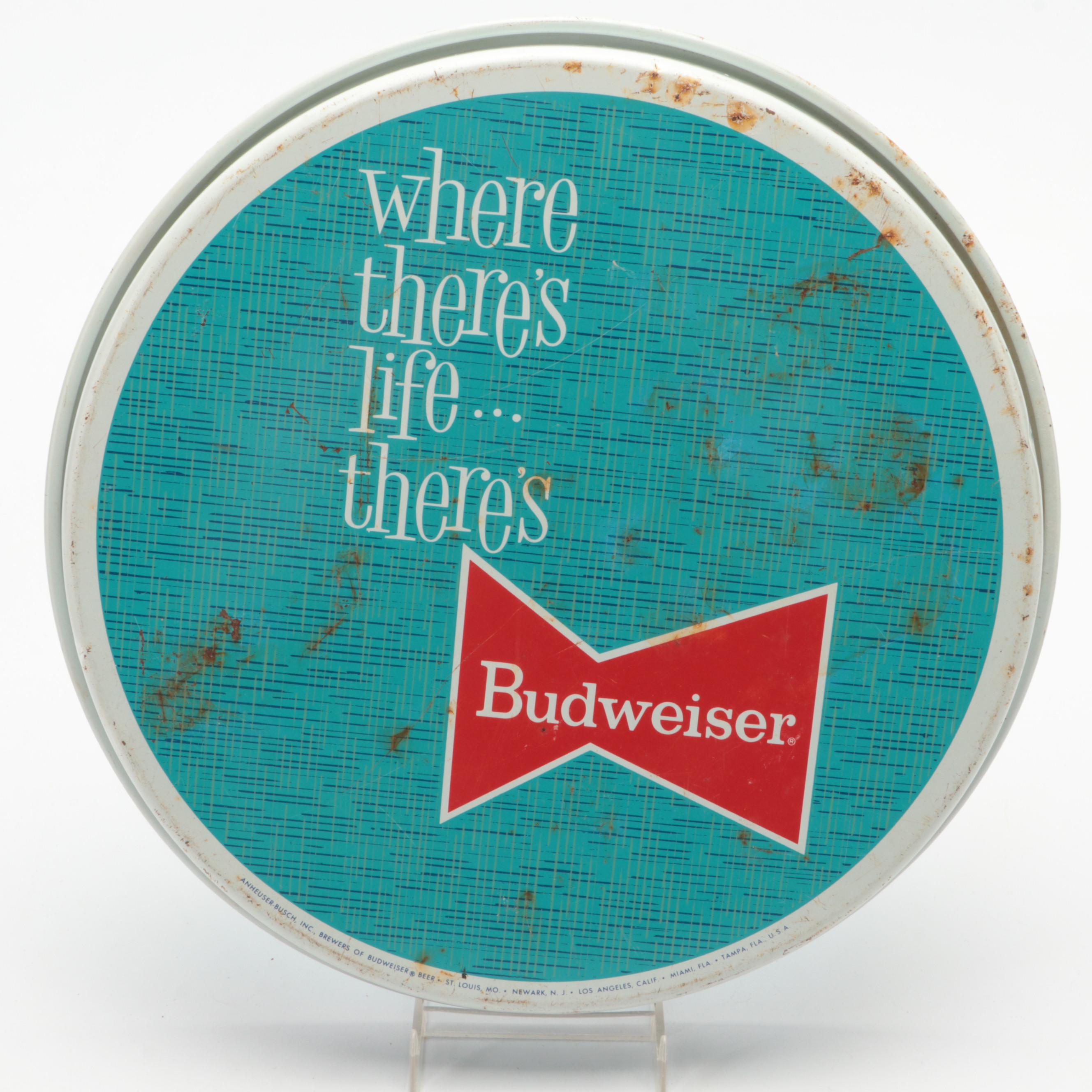 Metal Budweiser Beer Tray with Ertl Replica Budweiser Ford Truck Coin Bank