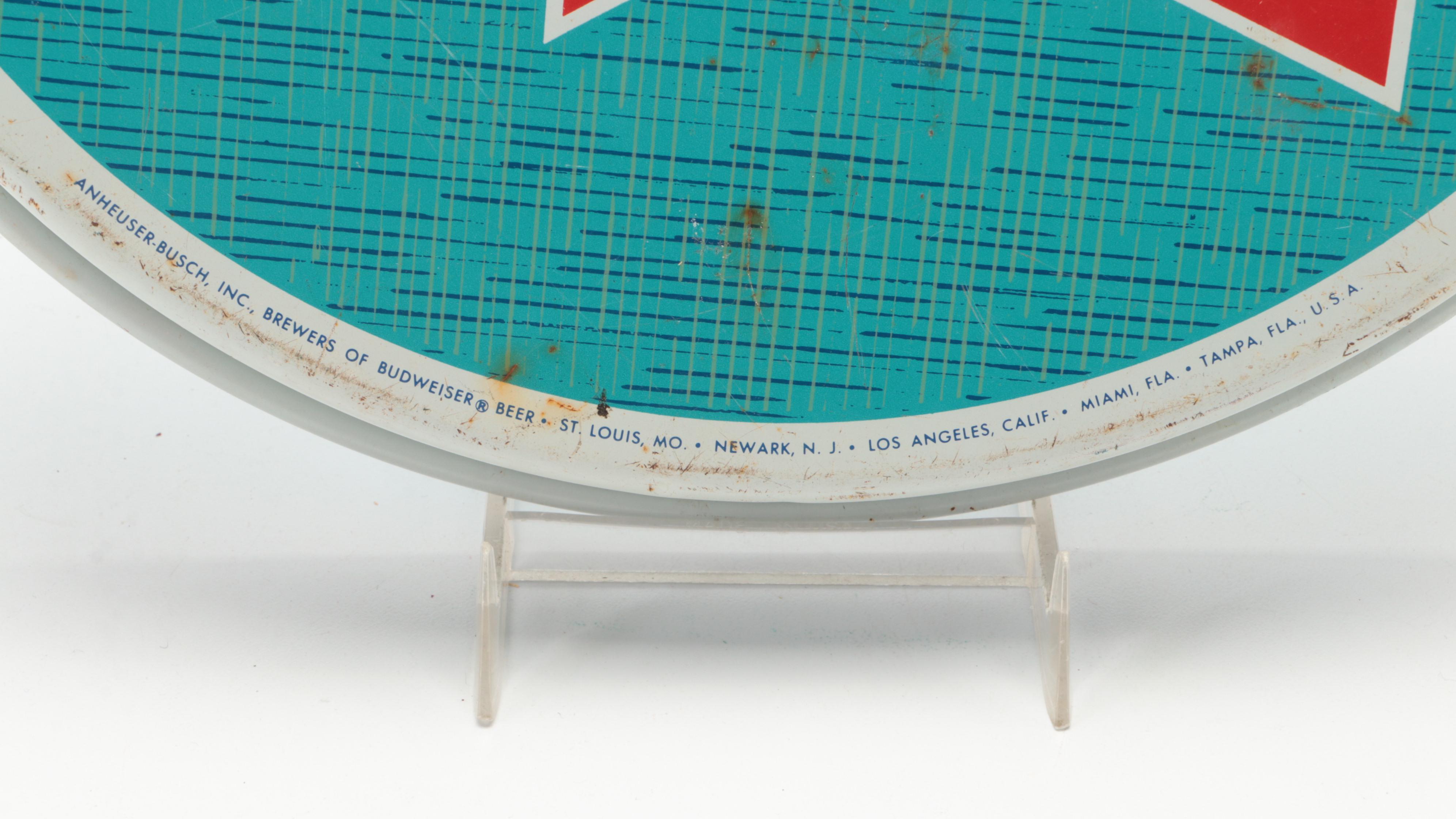 Metal Budweiser Beer Tray with Ertl Replica Budweiser Ford Truck Coin Bank