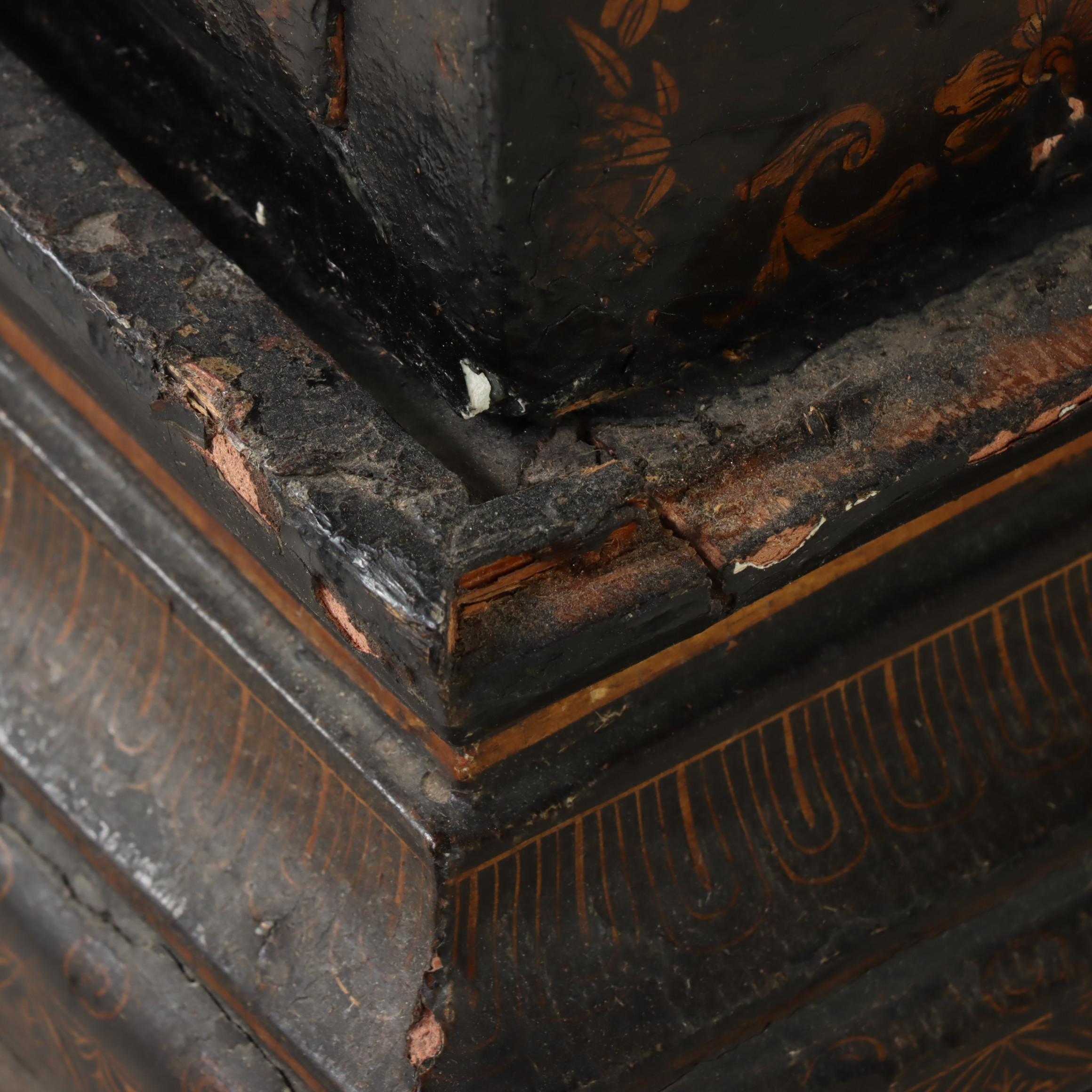 Japanese Lacquered and Gilt-Decorated Secretary Cabinet on Stand, 19th Century