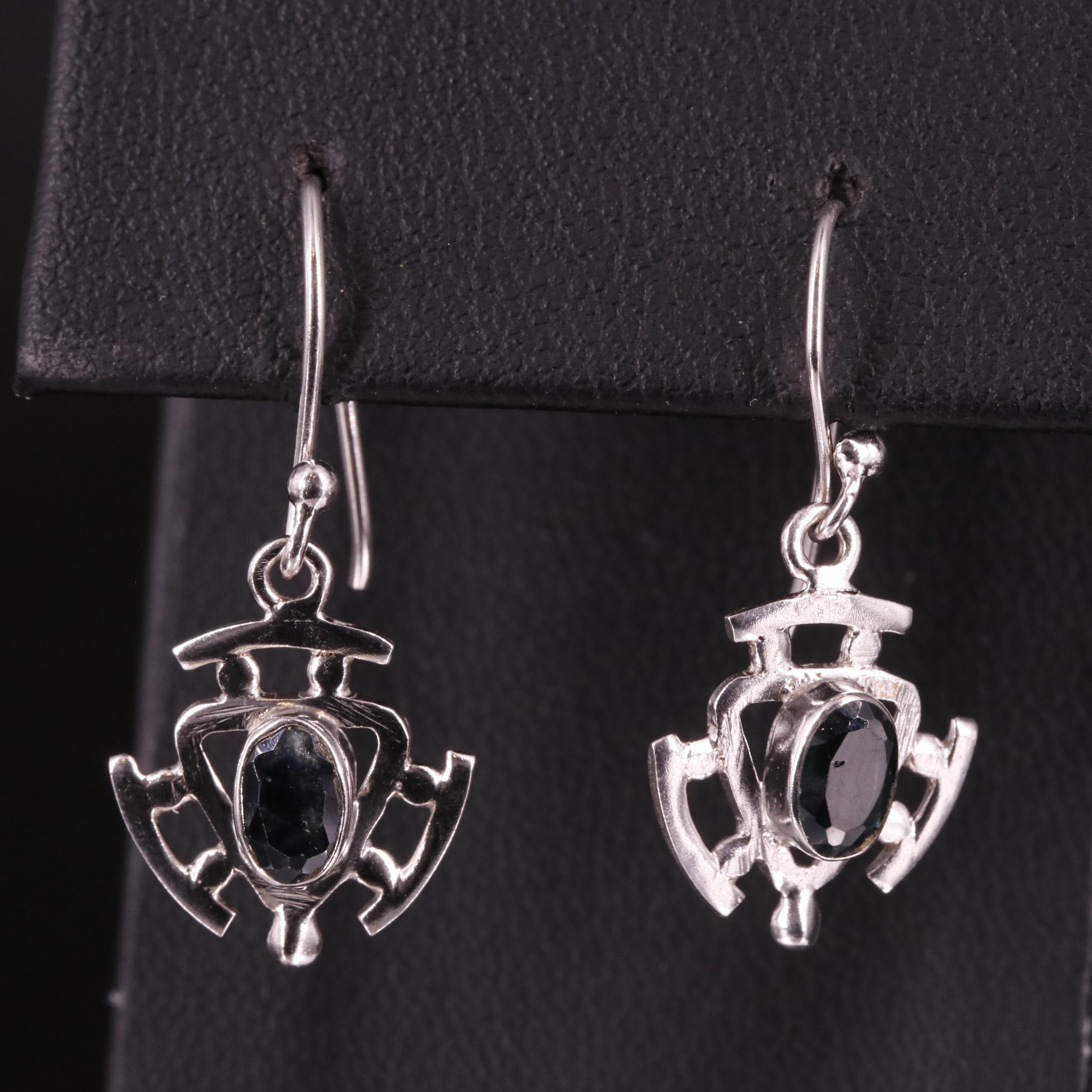 Sterling Sapphire Drop Earrings