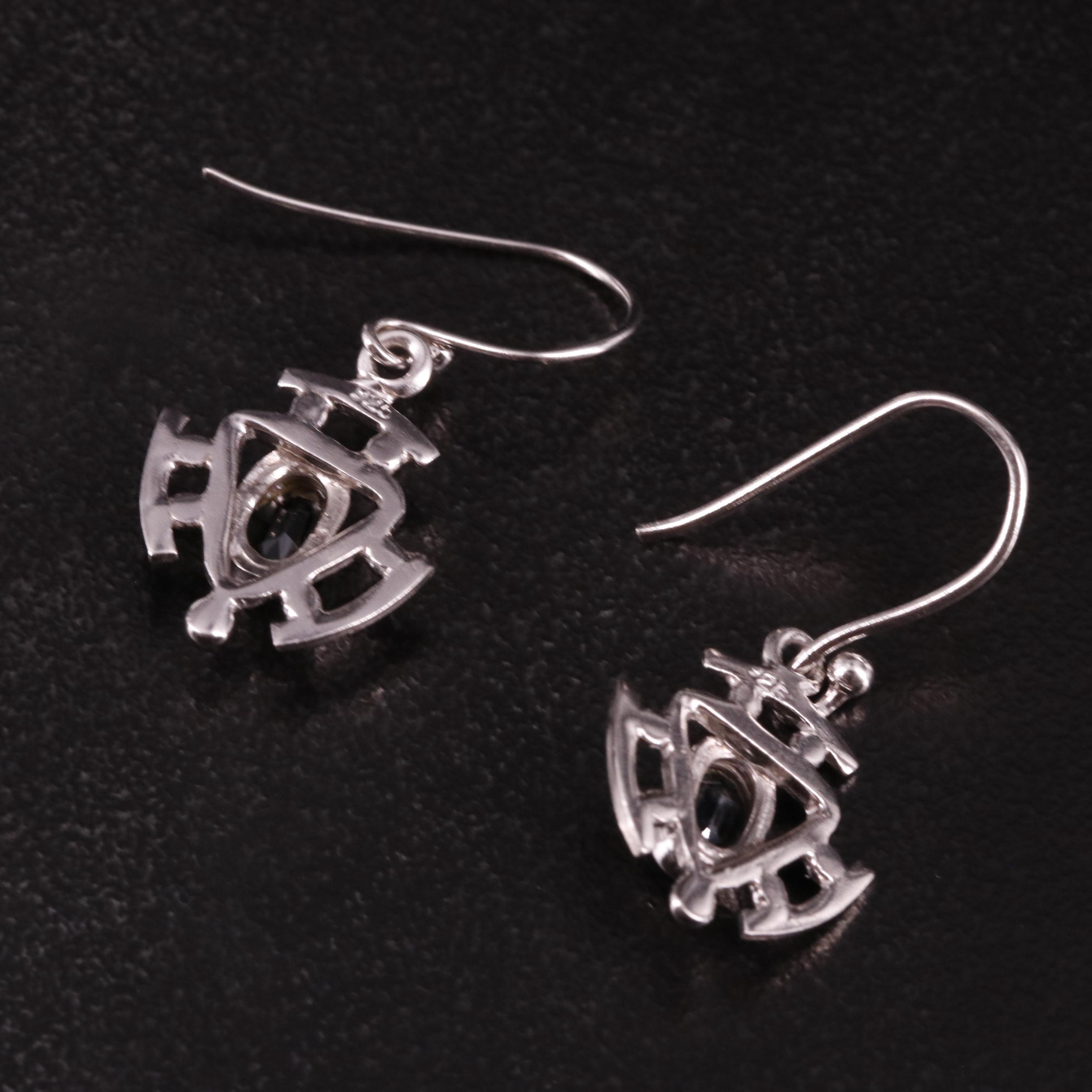 Sterling Sapphire Drop Earrings