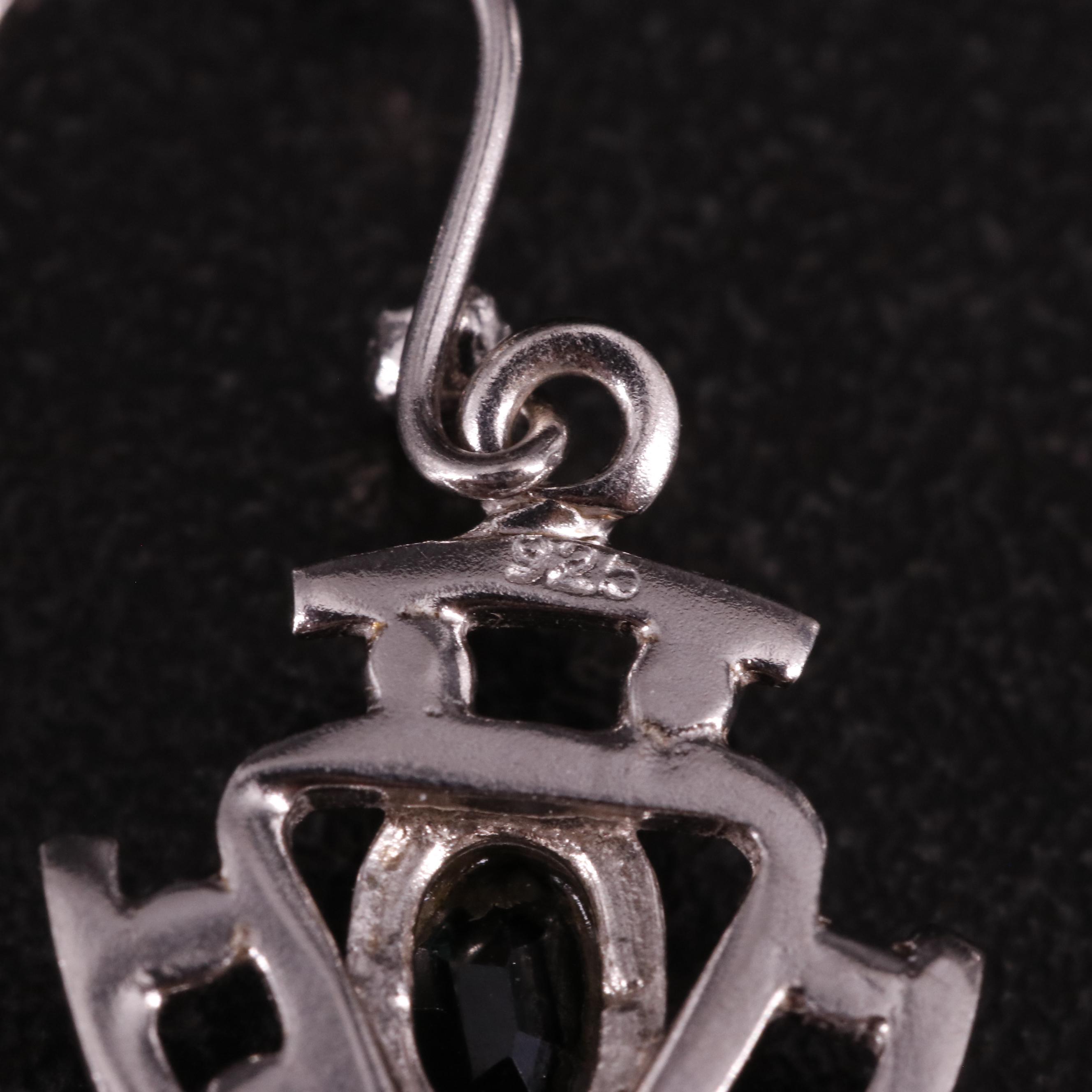 Sterling Sapphire Drop Earrings