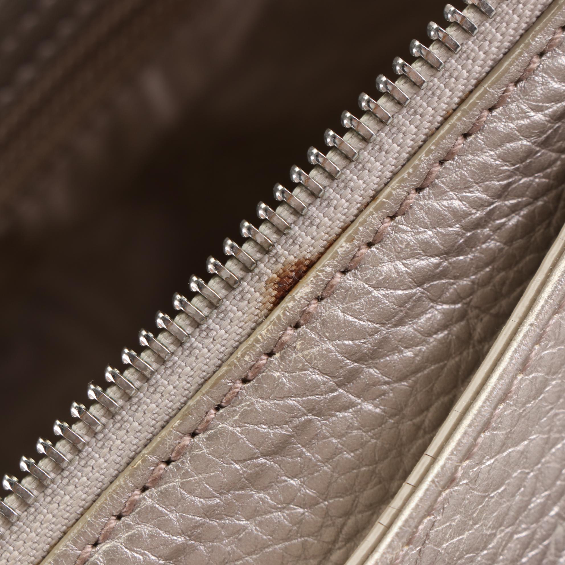 Salvatore Ferragamo Gancini Shoulder Bag in Metallic Grain Leather with Mirror