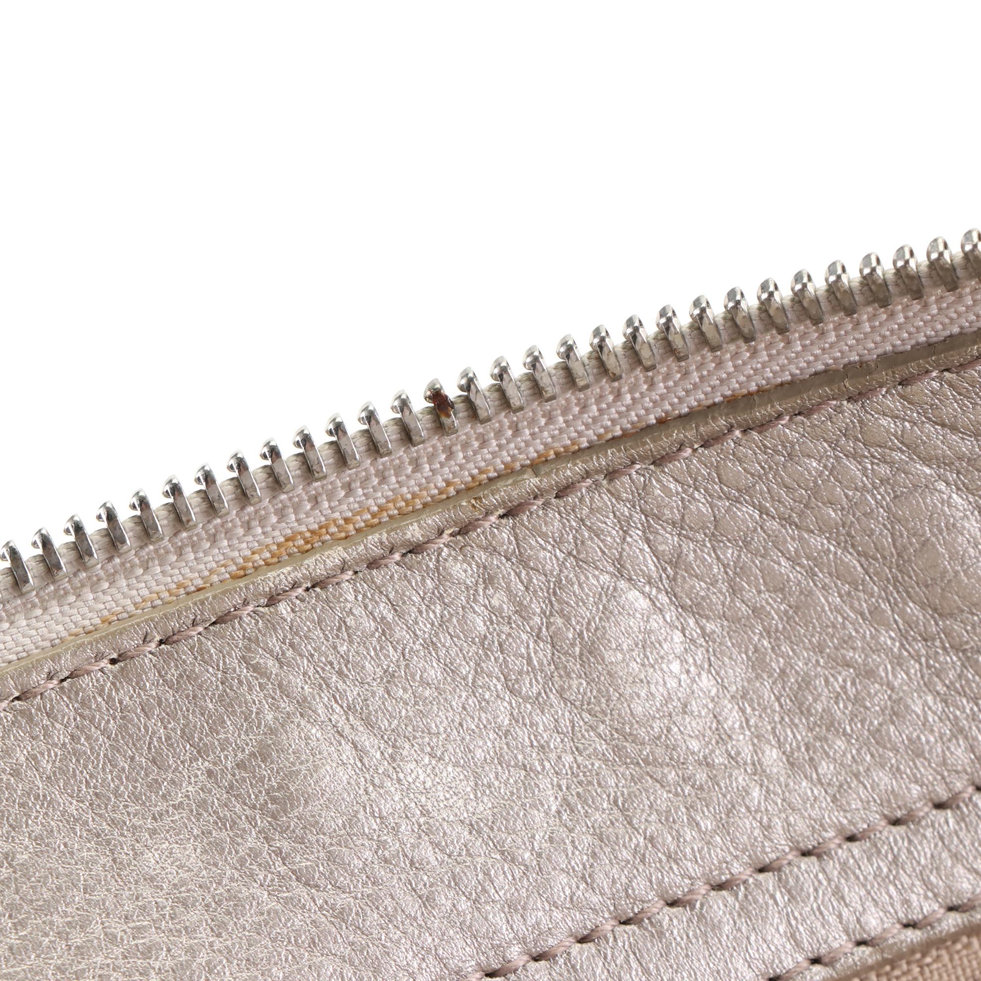 Salvatore Ferragamo Gancini Shoulder Bag in Metallic Grain Leather with Mirror