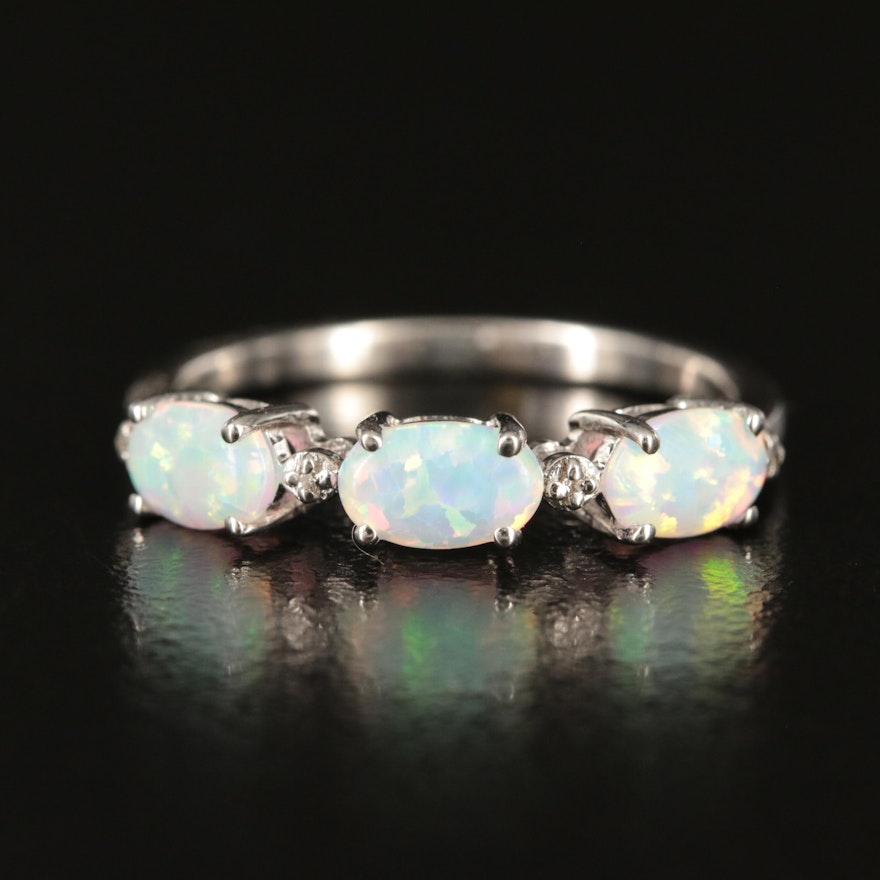 Sterling Opal and White Sapphire Band