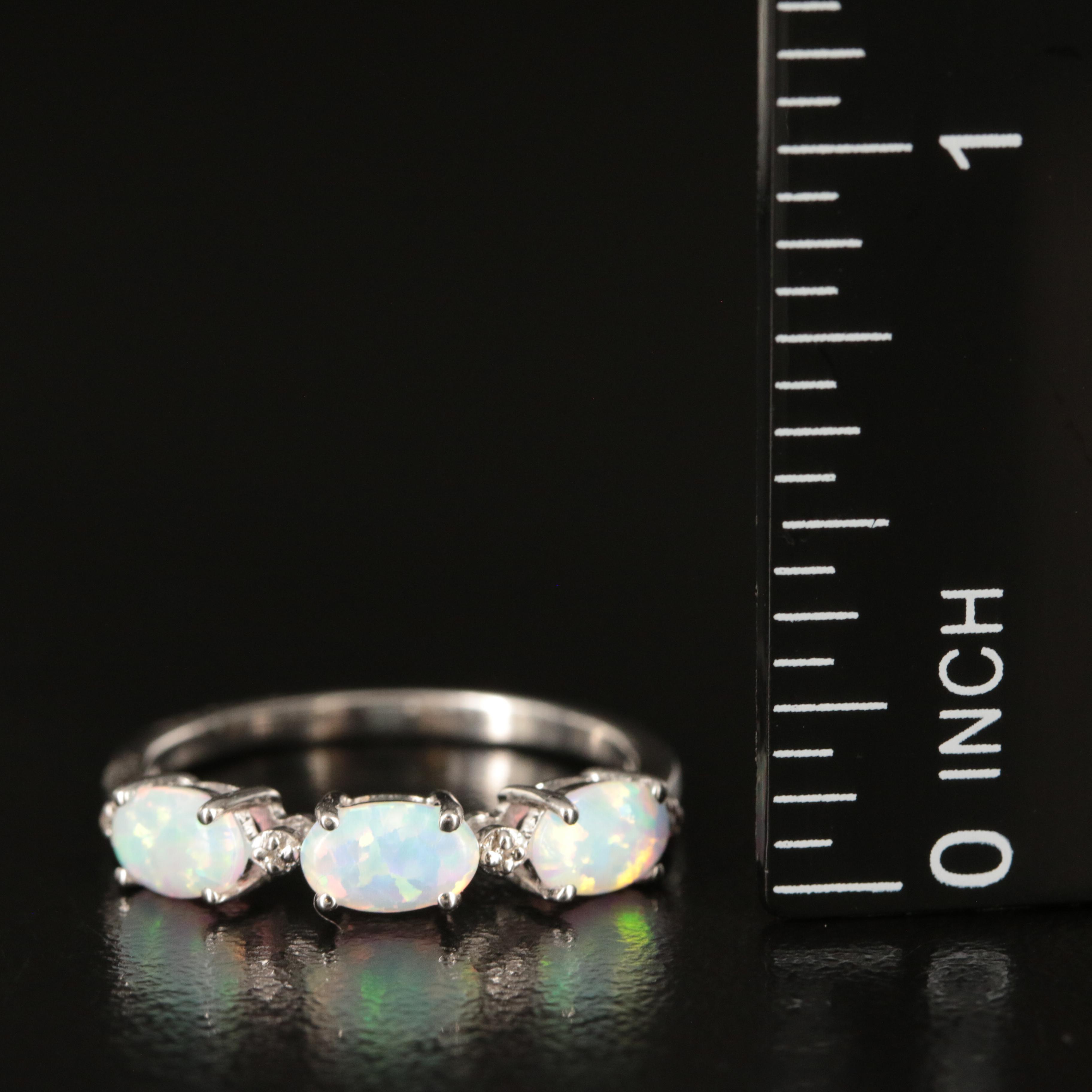Sterling Opal and White Sapphire Band