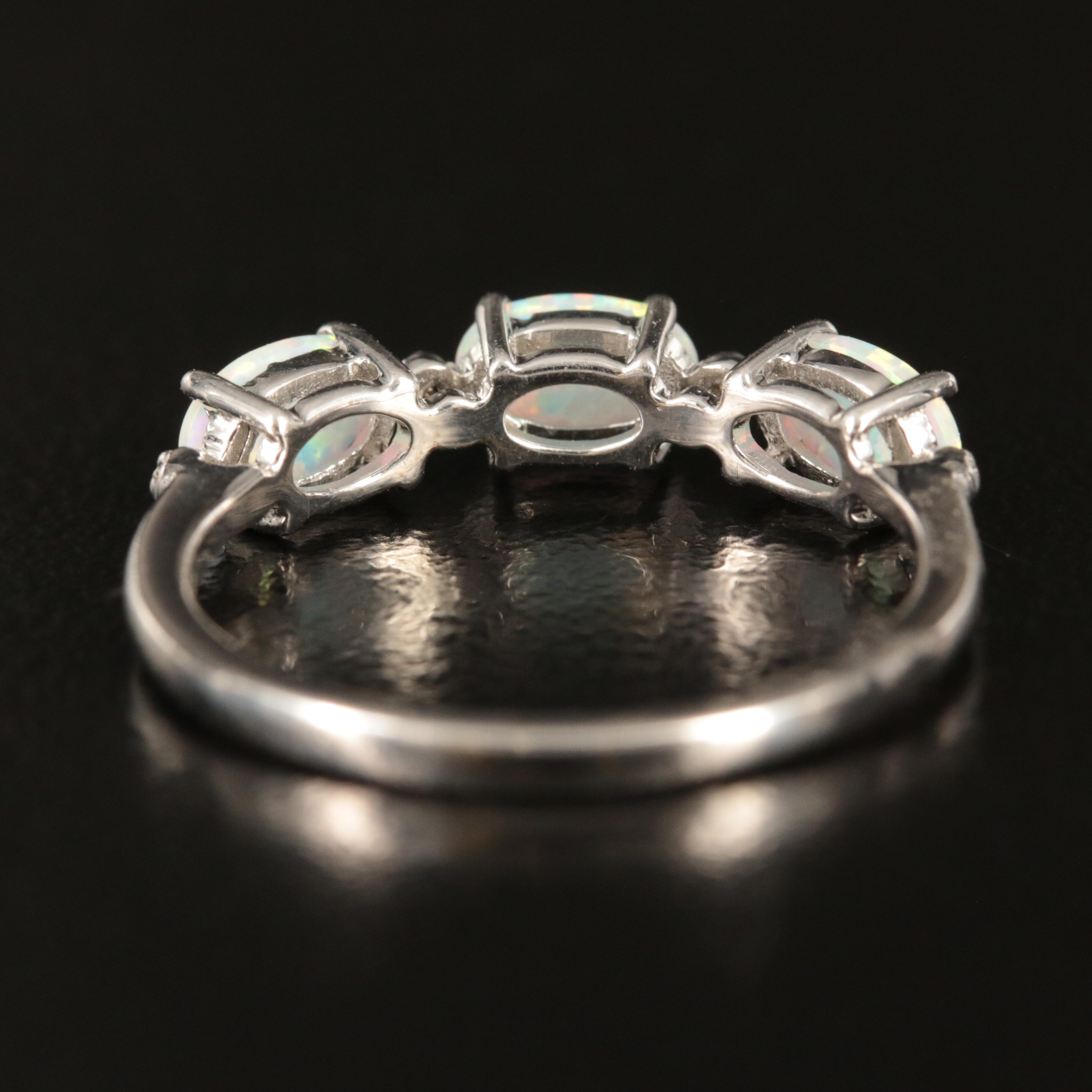 Sterling Opal and White Sapphire Band