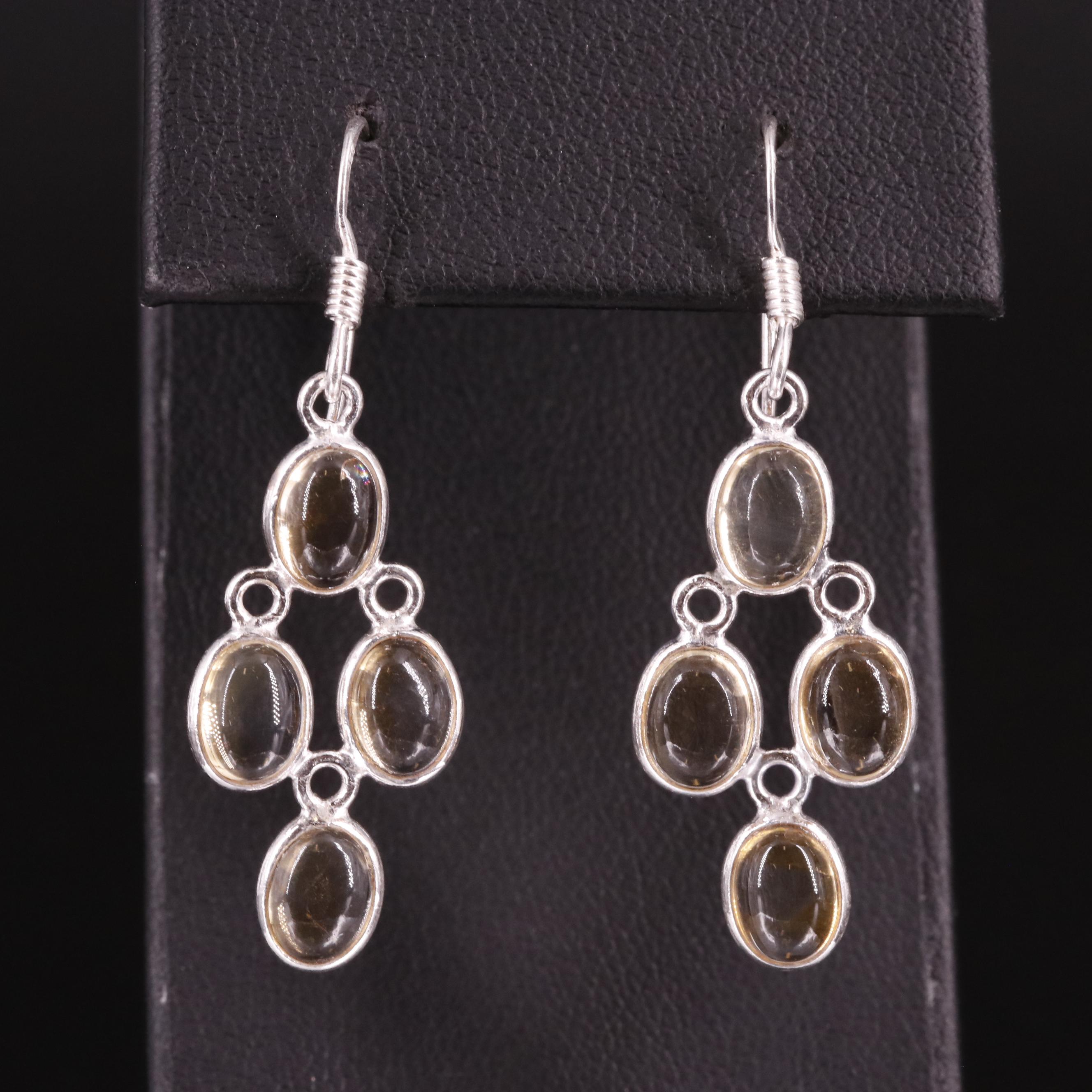 Sterling Citrine Drop Earrings