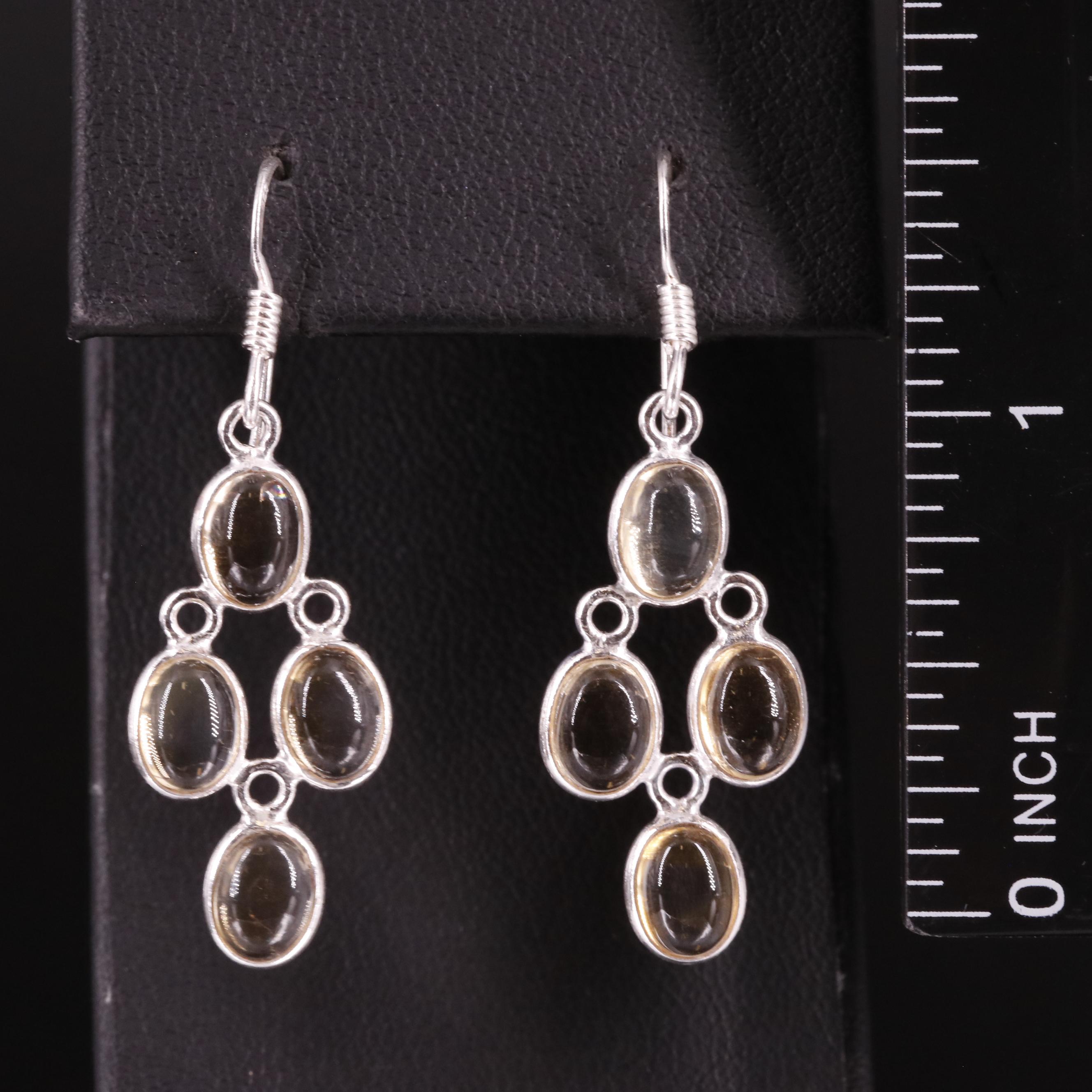 Sterling Citrine Drop Earrings
