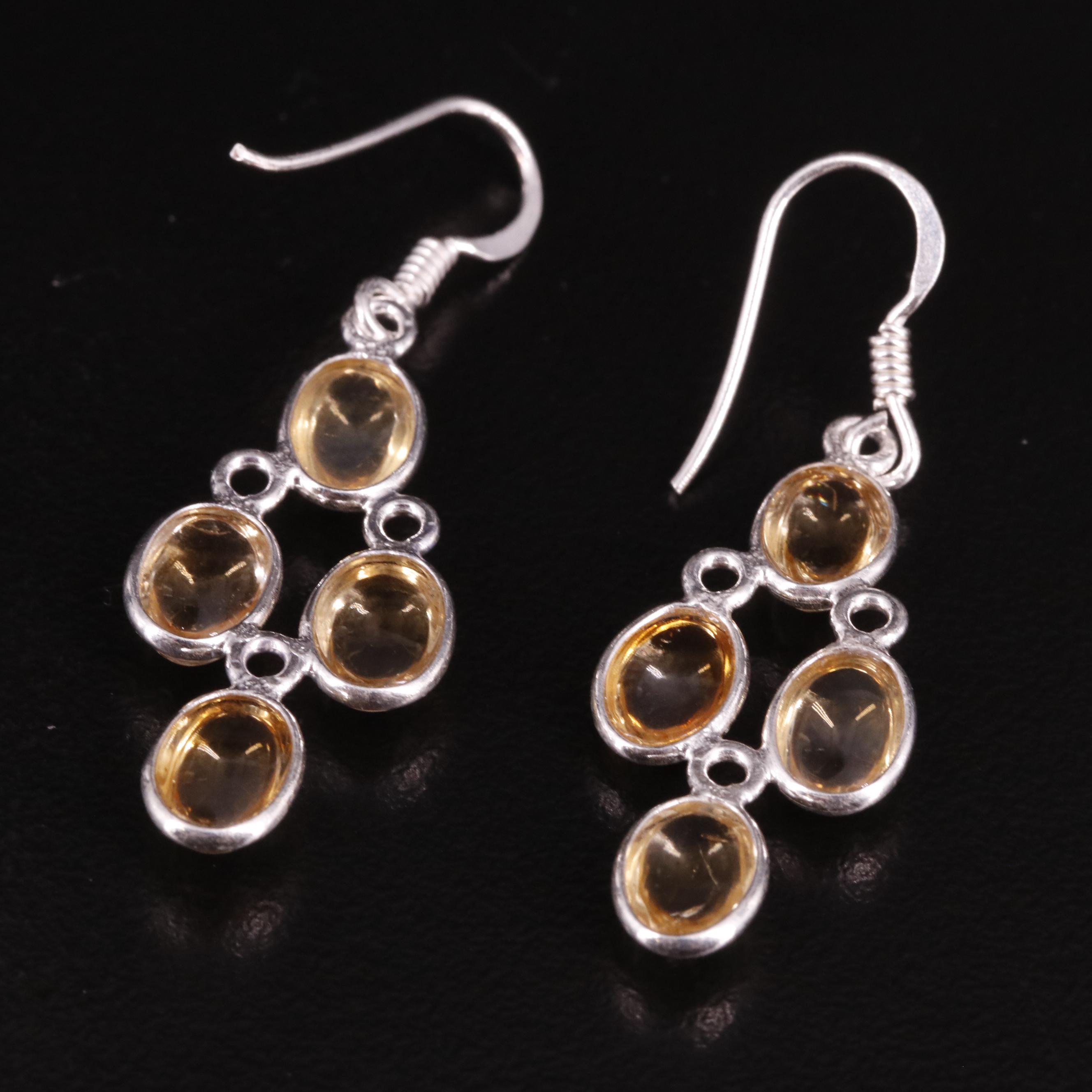 Sterling Citrine Drop Earrings