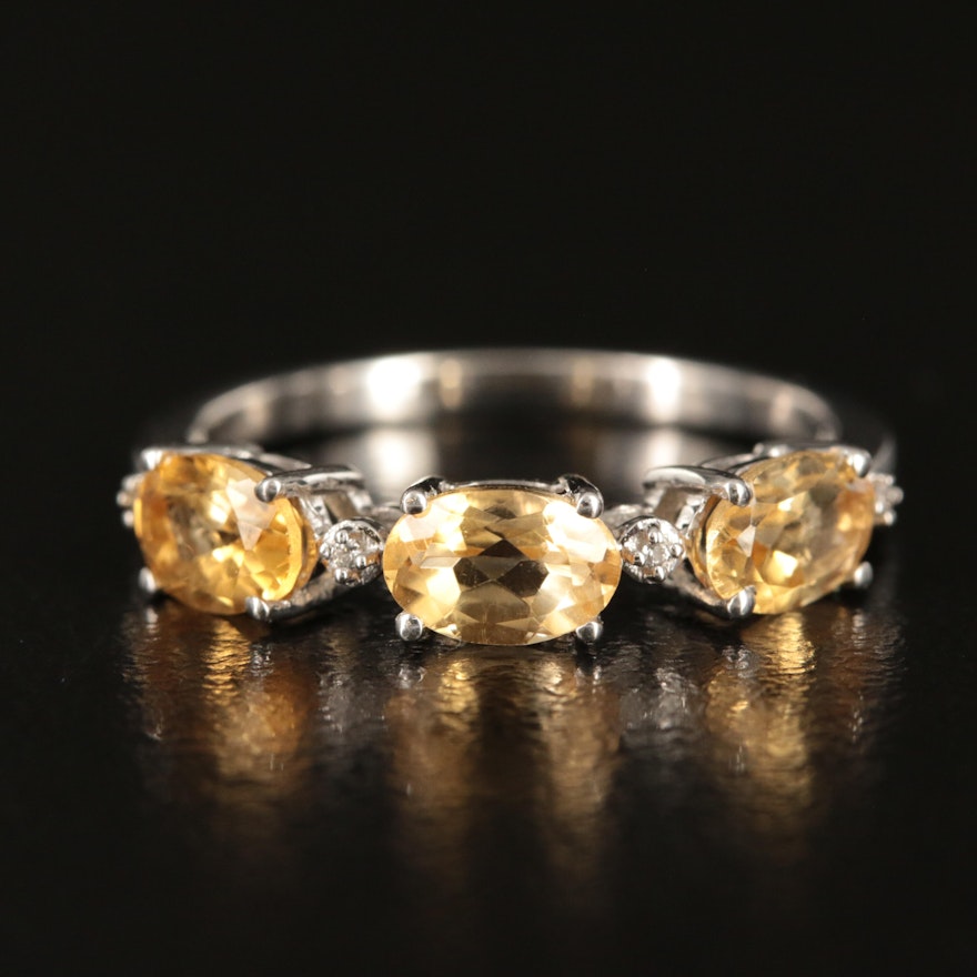 Sterling Citrine and White Sapphire Ring