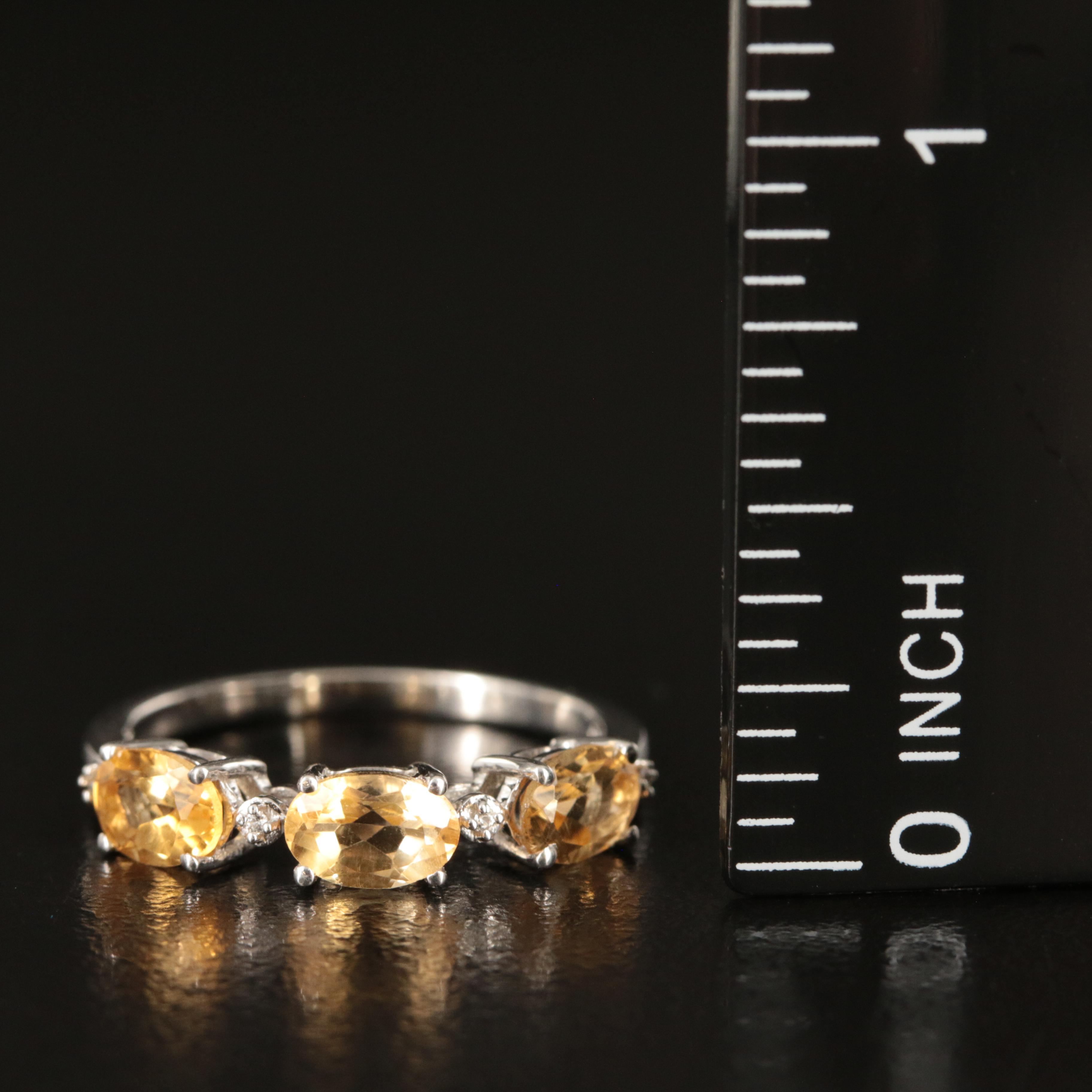 Sterling Citrine and White Sapphire Ring