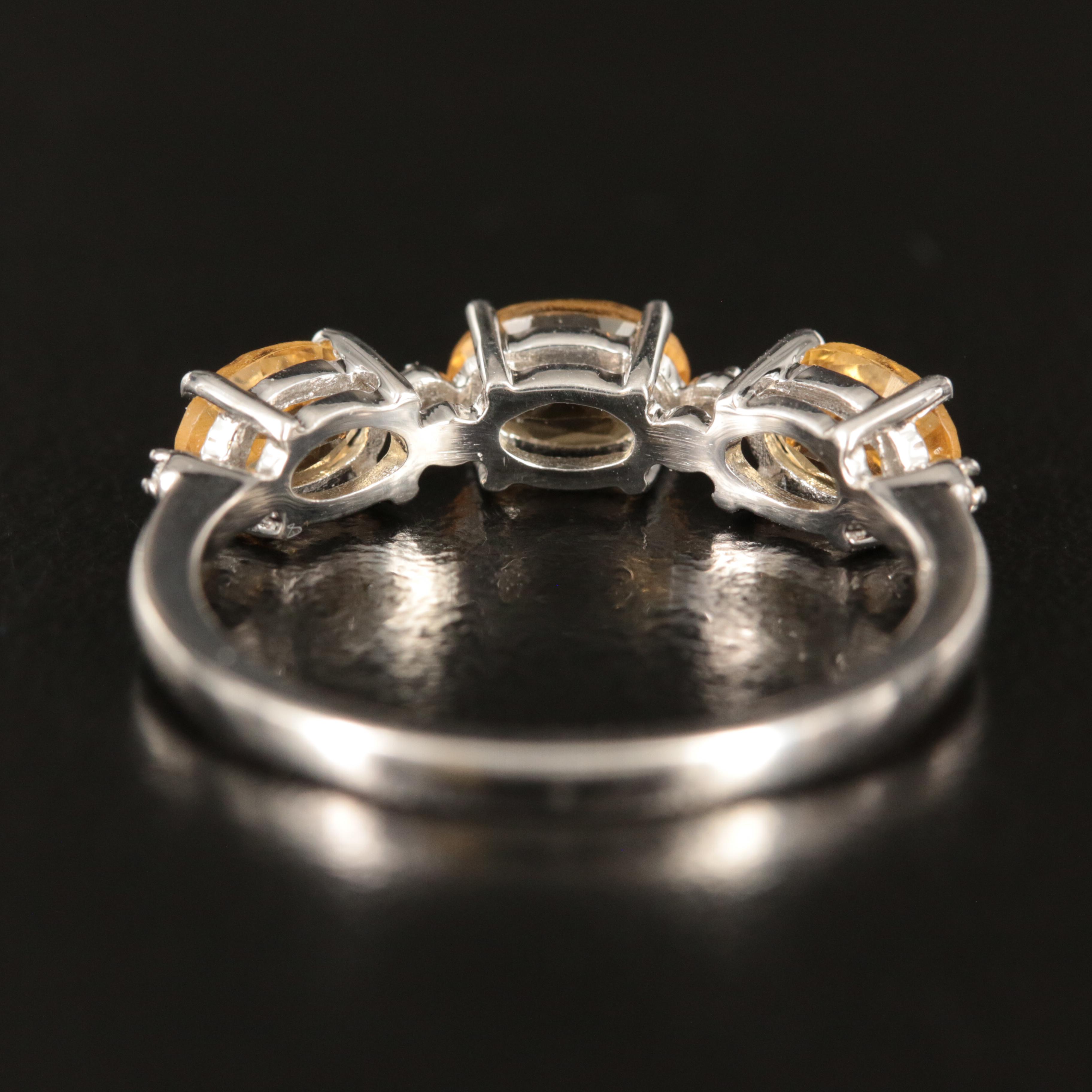 Sterling Citrine and White Sapphire Ring