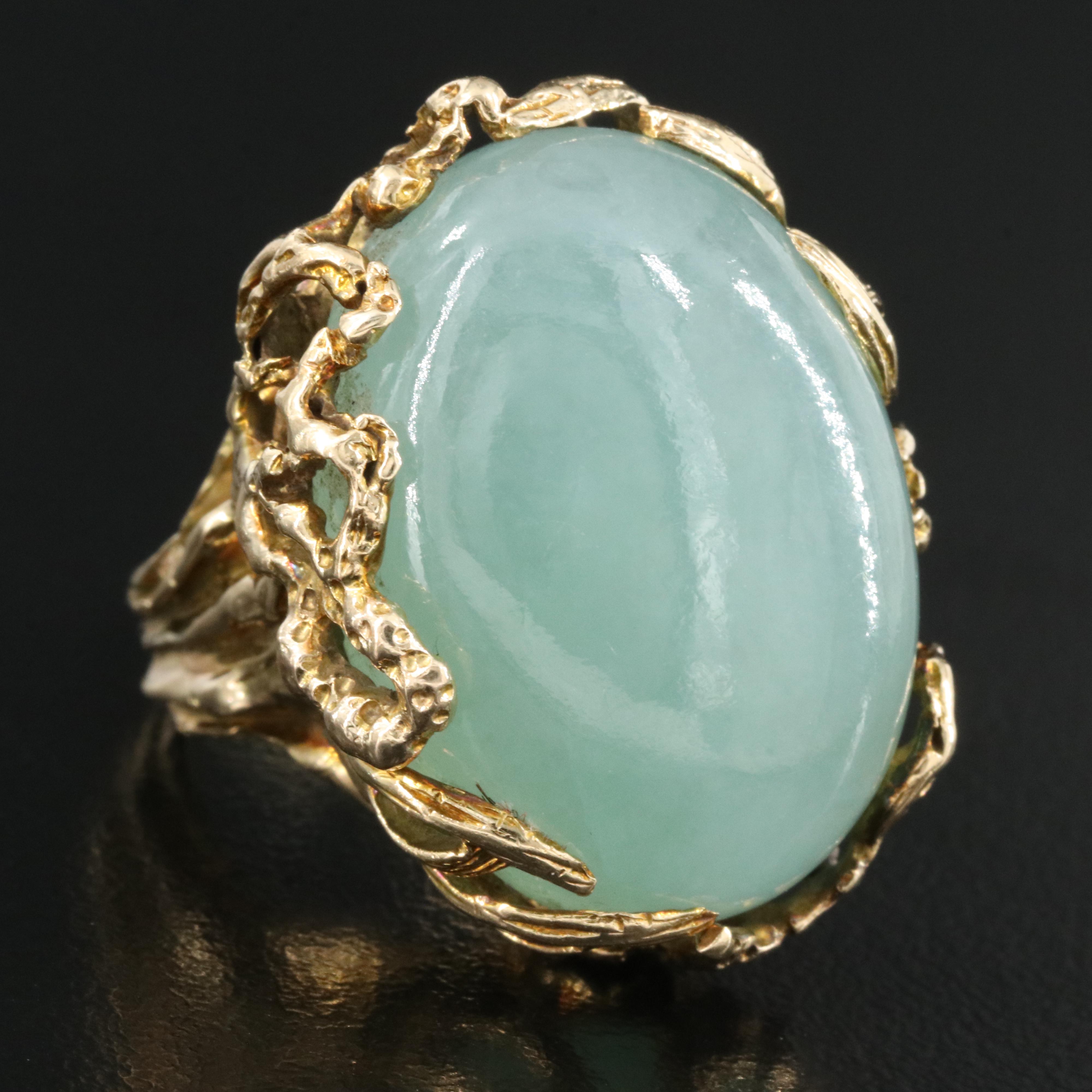 Brutalist 14K Jadeite Ring