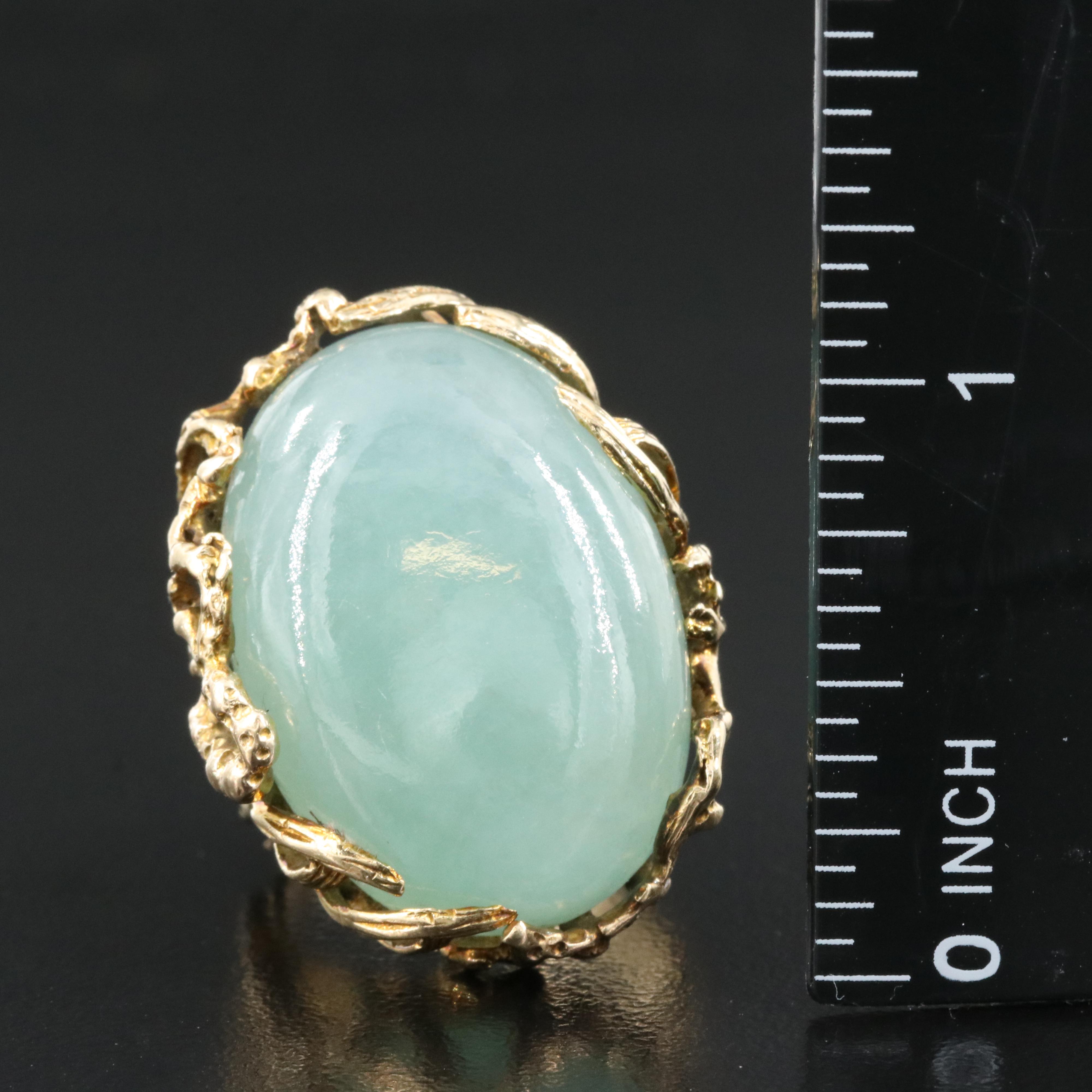 Brutalist 14K Jadeite Ring