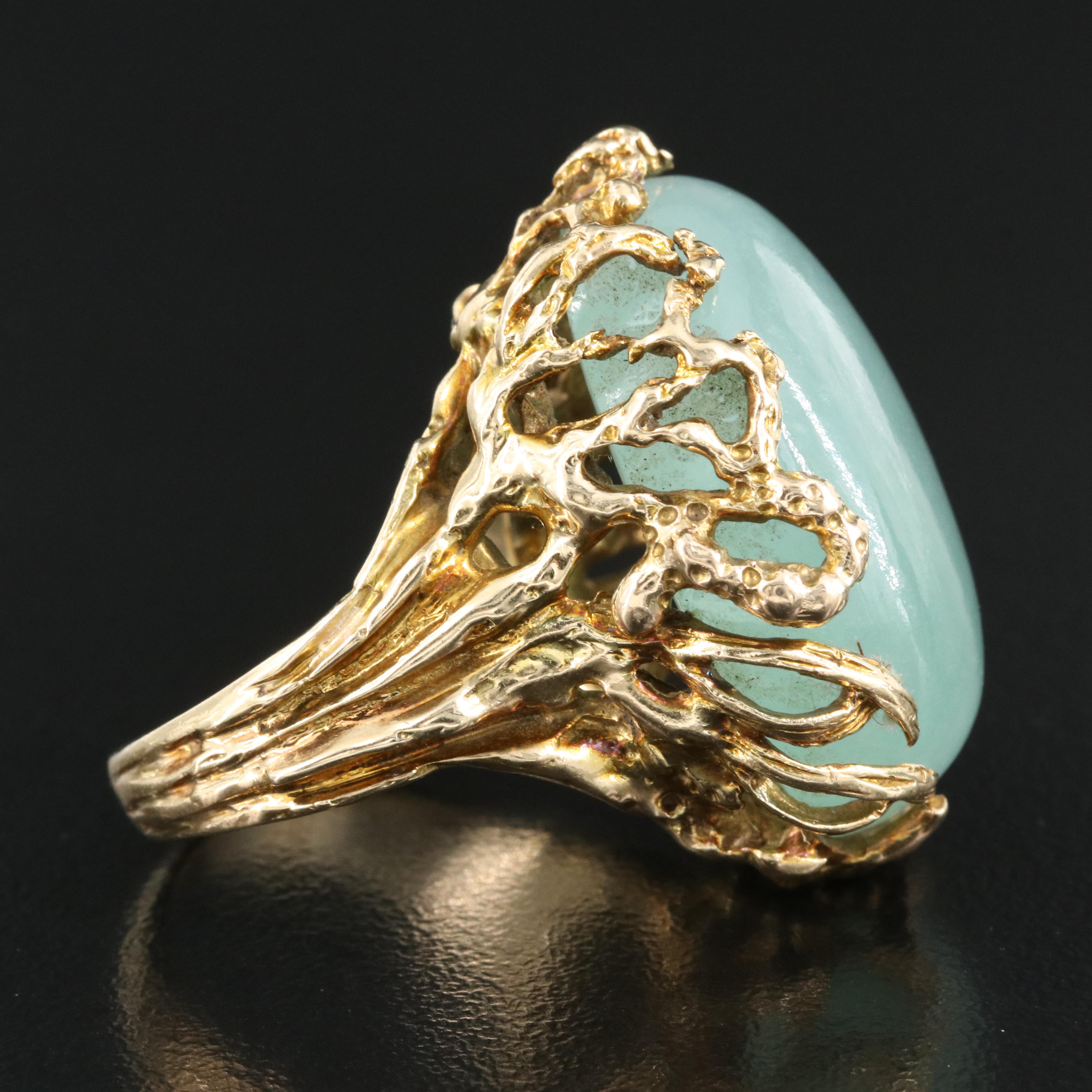 Brutalist 14K Jadeite Ring