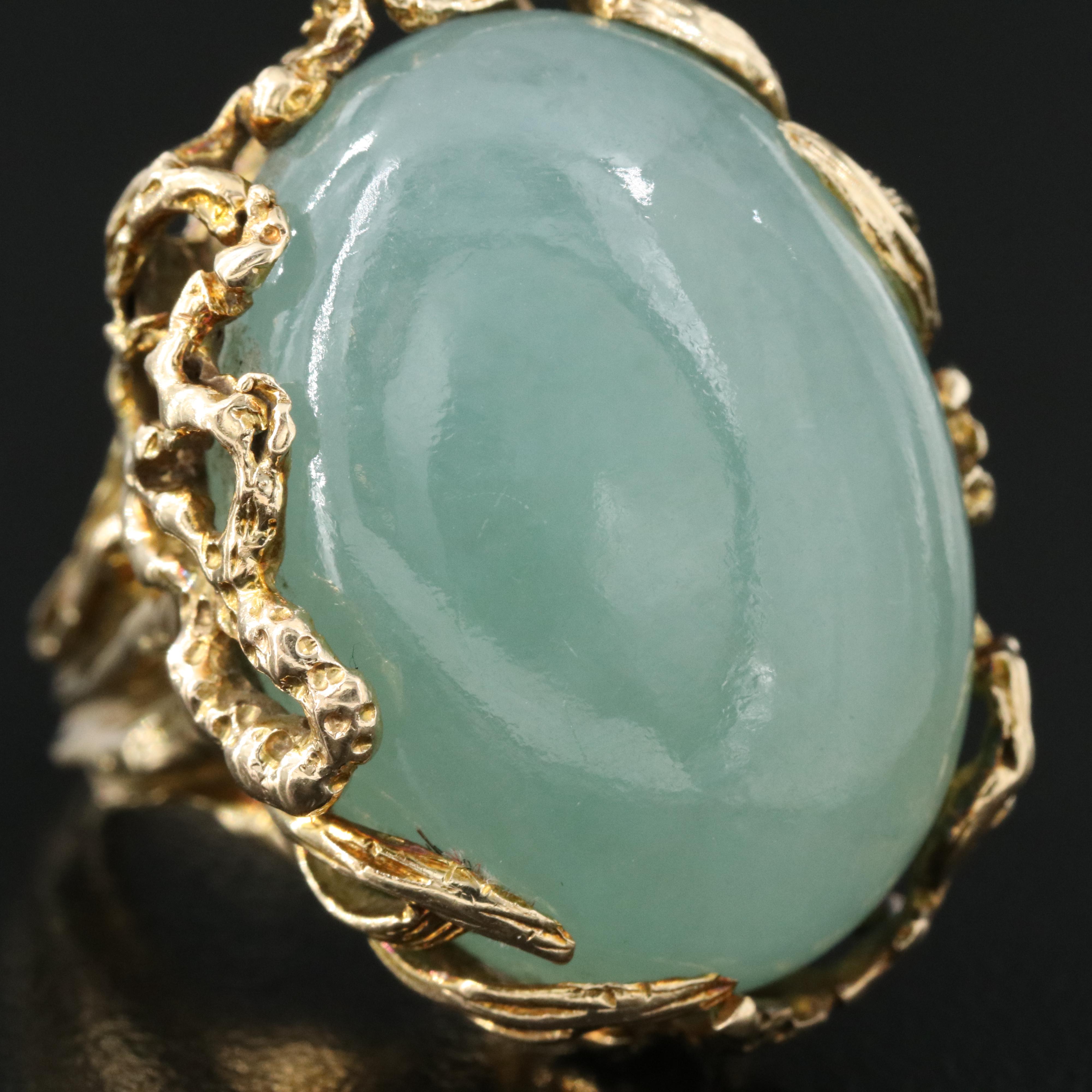 Brutalist 14K Jadeite Ring