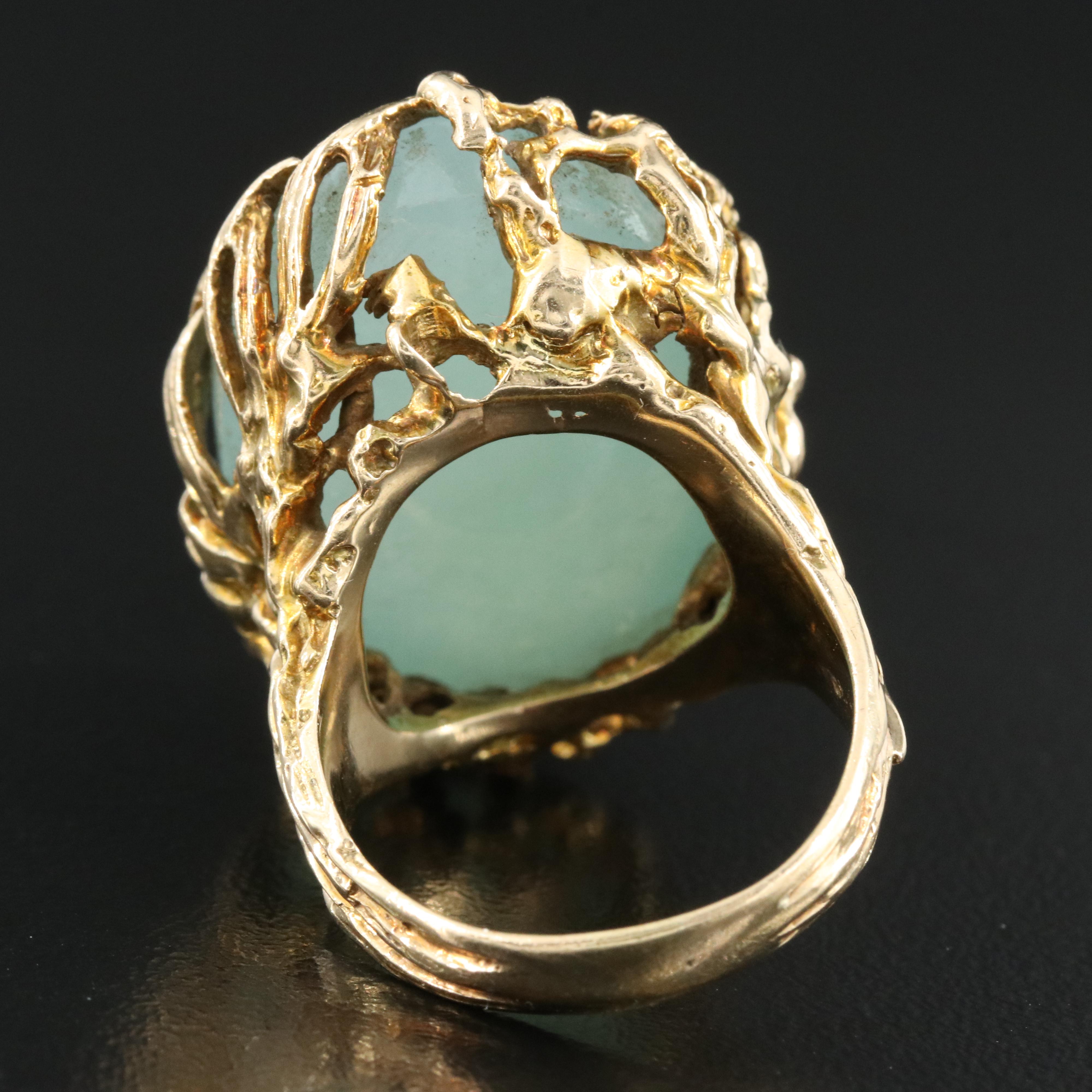 Brutalist 14K Jadeite Ring