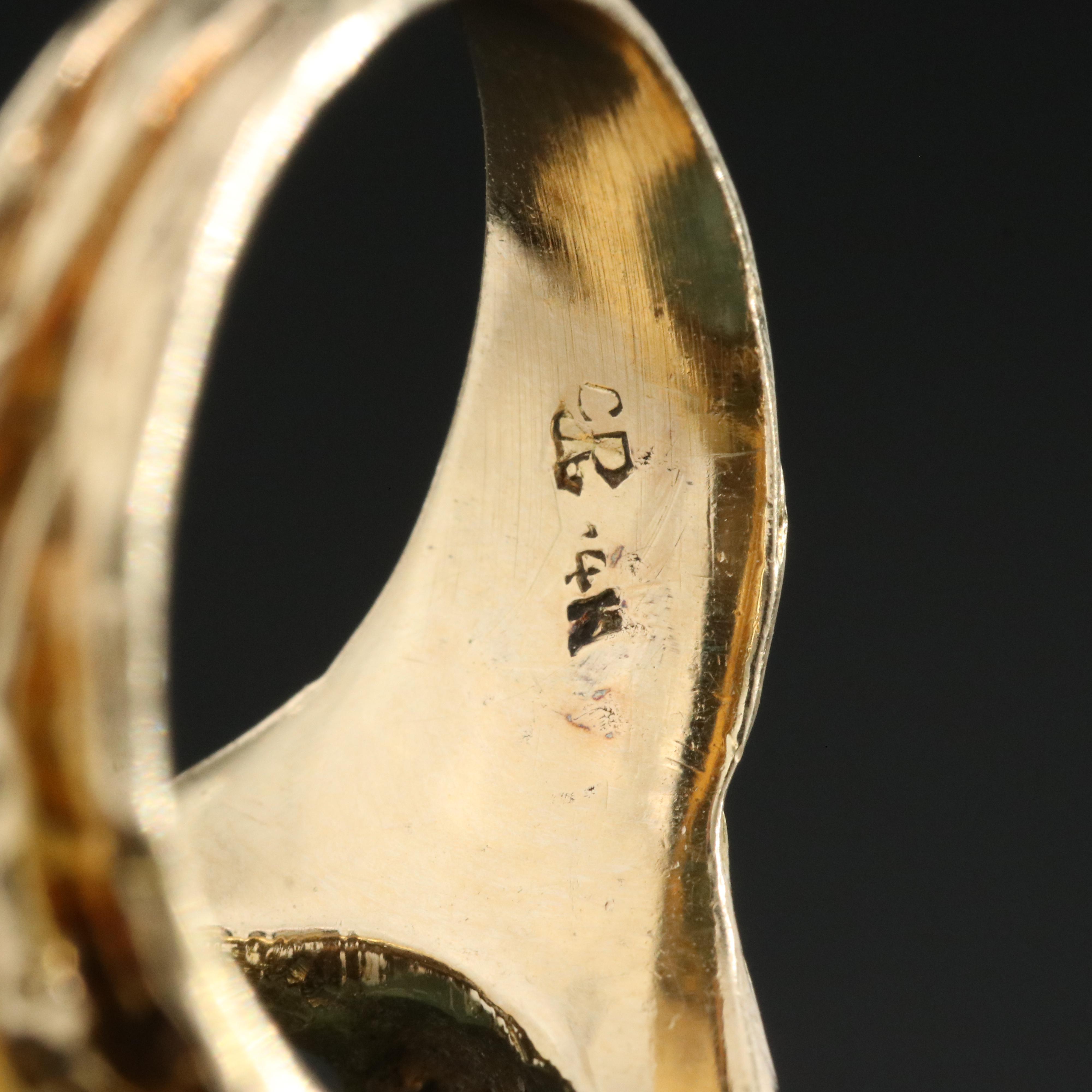 Brutalist 14K Jadeite Ring