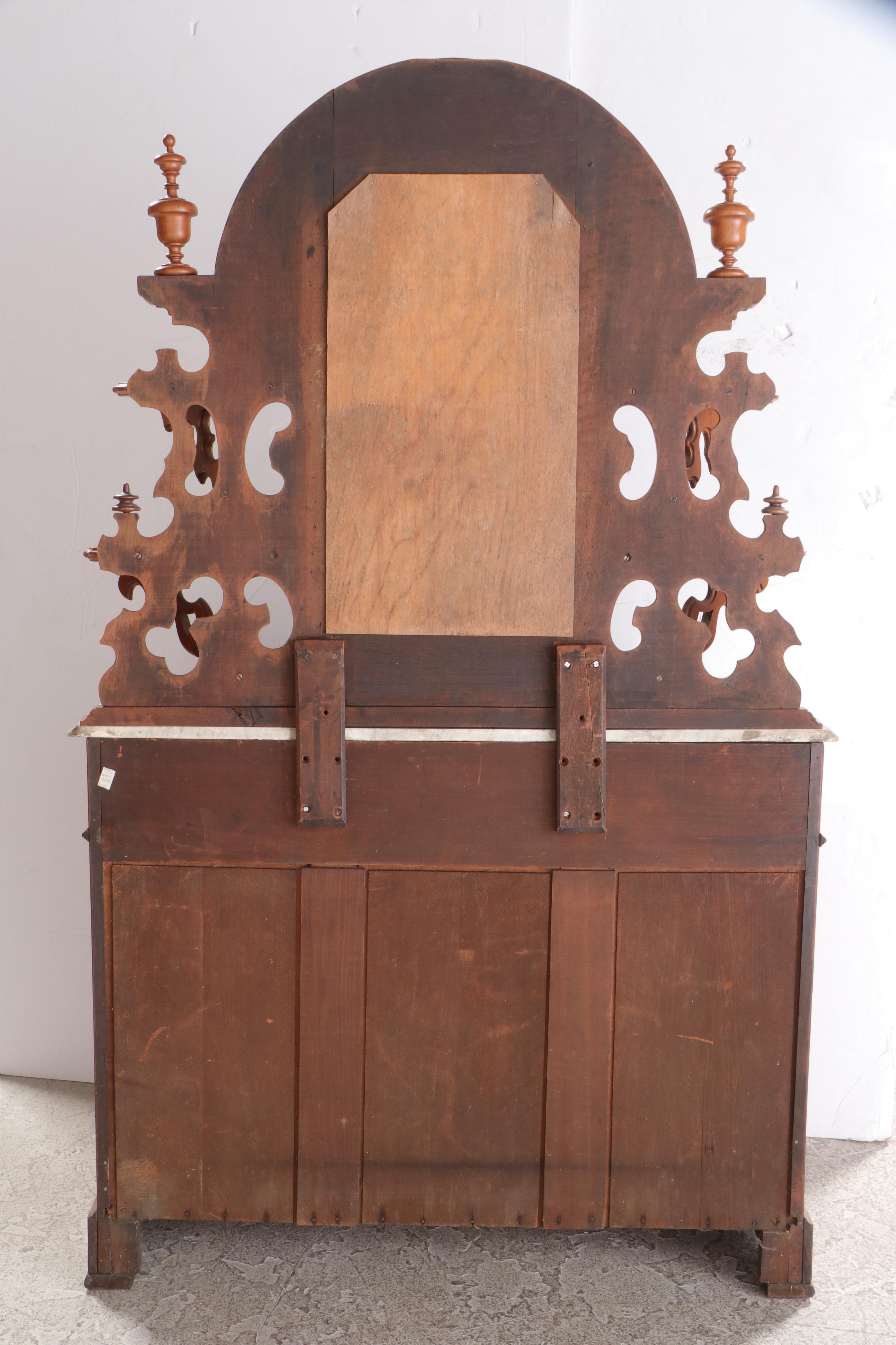 Victorian Walnut, Burl Walnut and Marble Dresser with Mirror, Mid-Late 19th C
