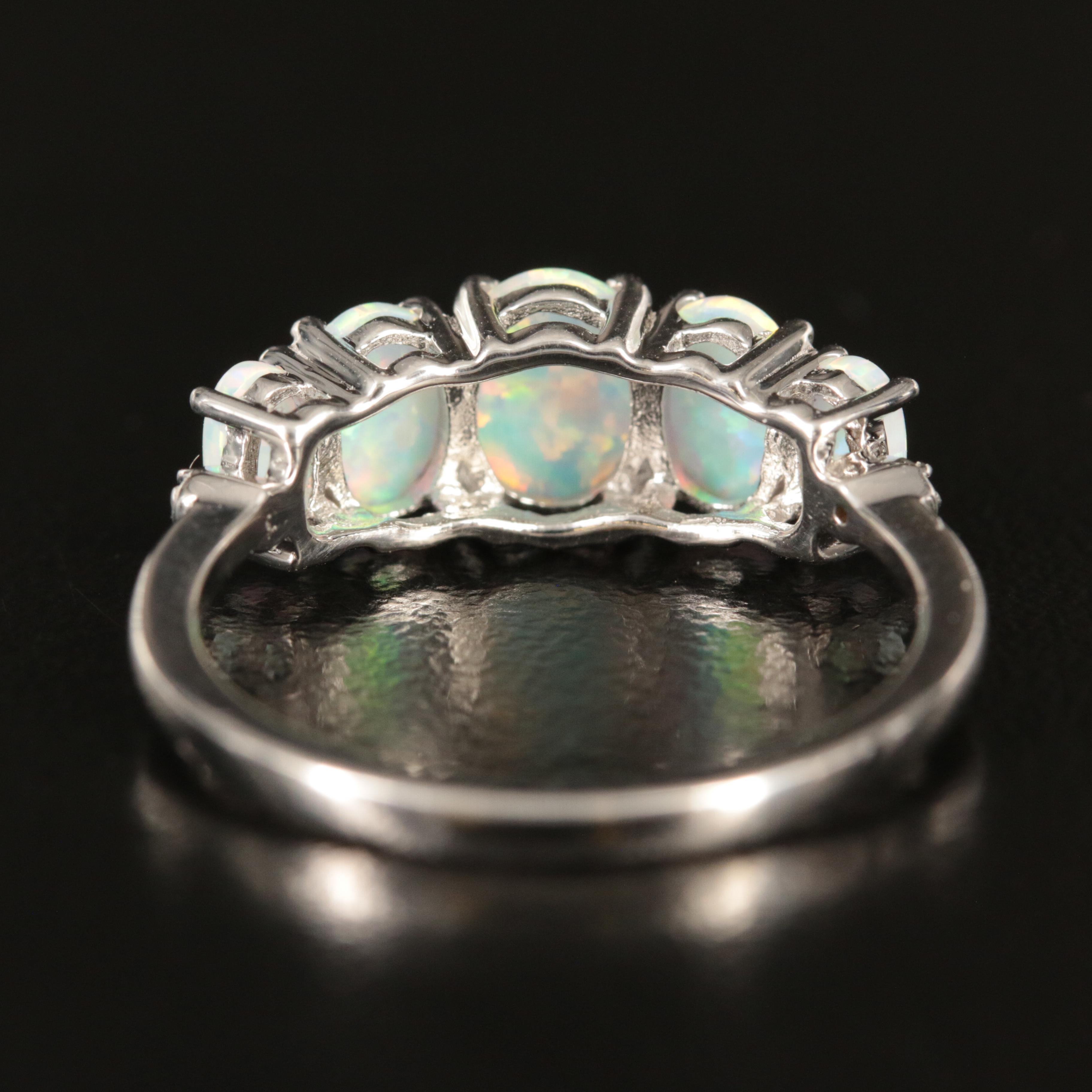 Sterling Opal and White Sapphire Band