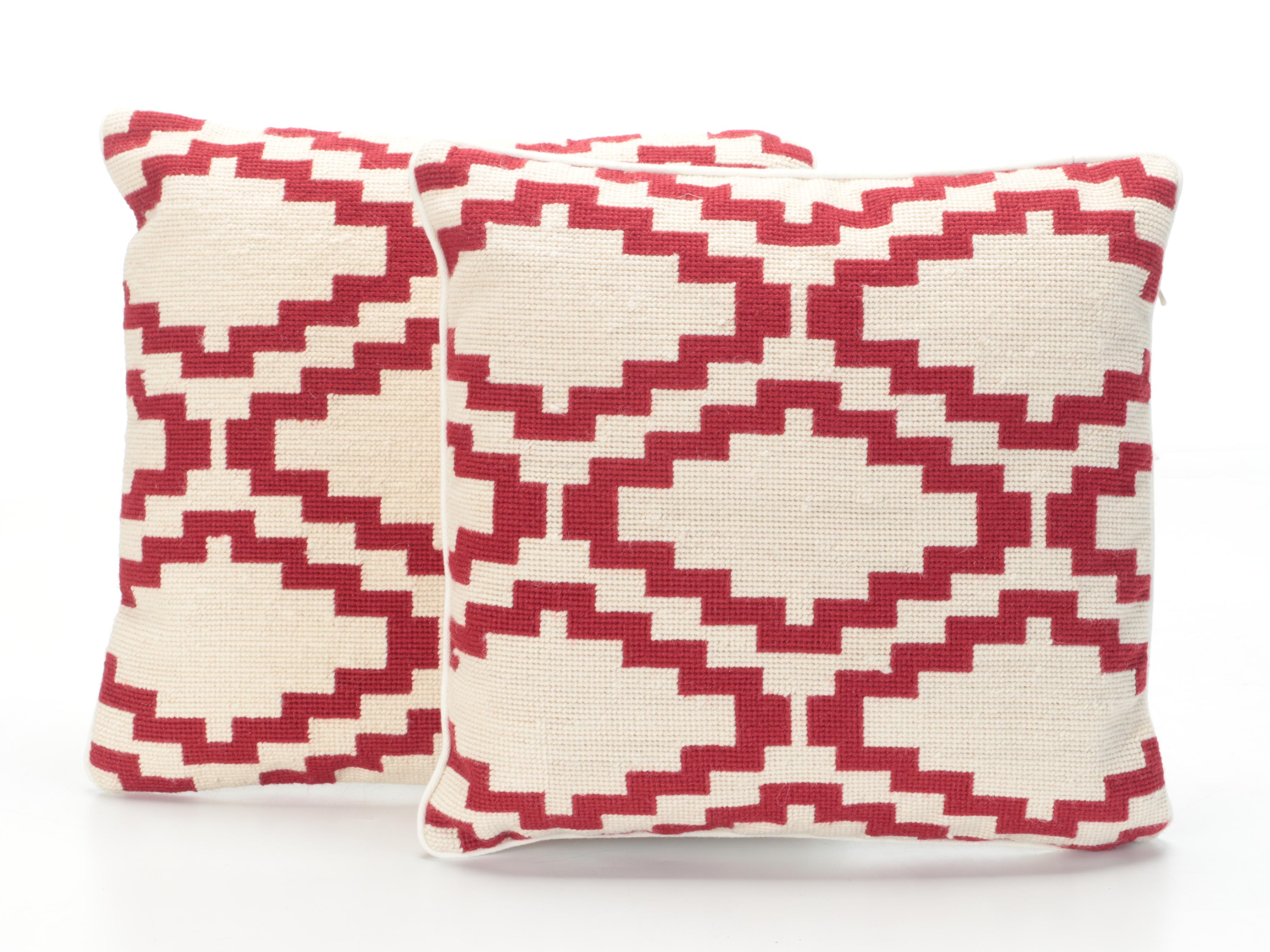 Williams Sonoma Home with Needlepoint and Other Red and White Accent Pillows