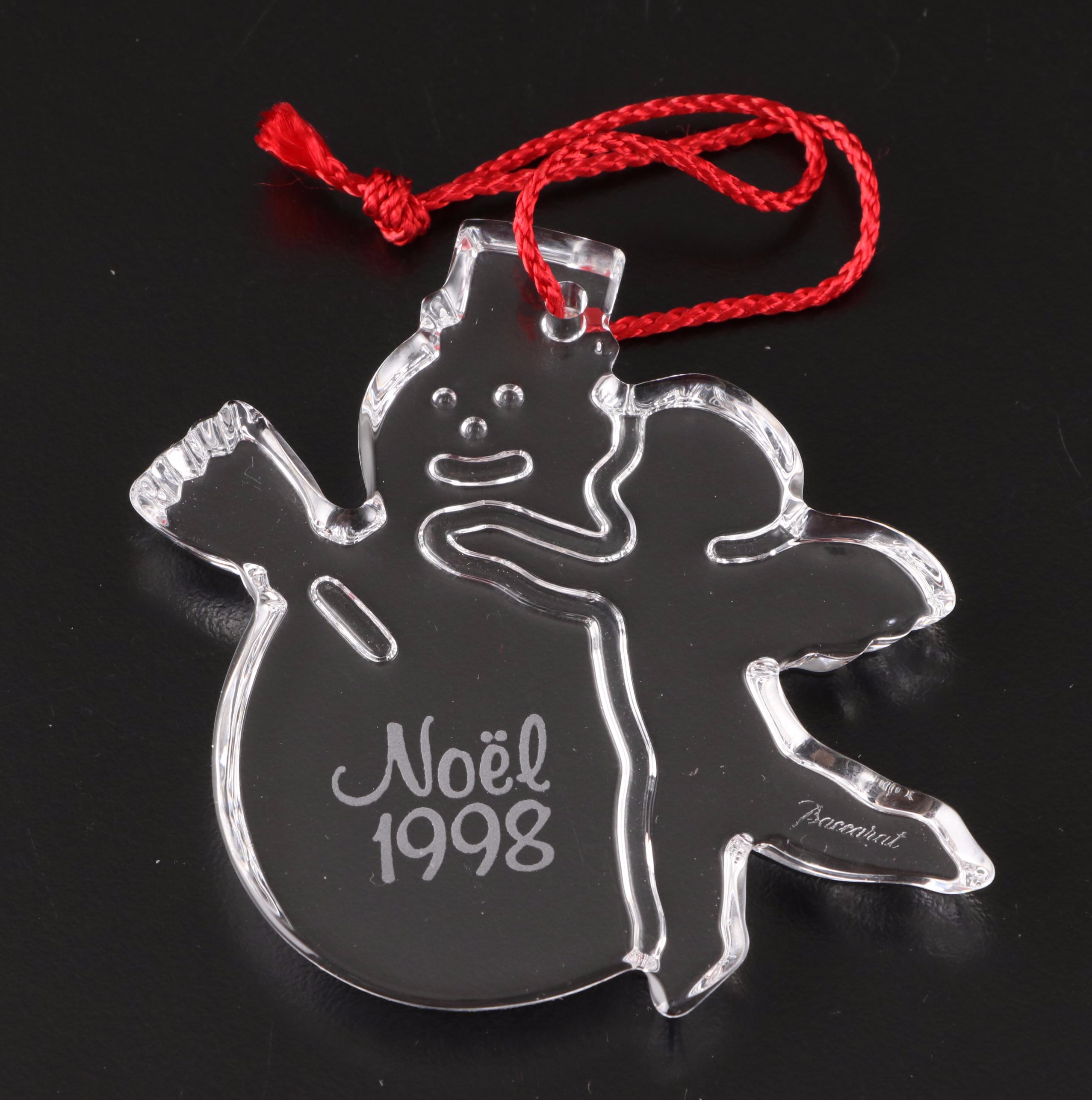 Baccarat Crystal Annual Christmas Ornaments, 1988 and 1998