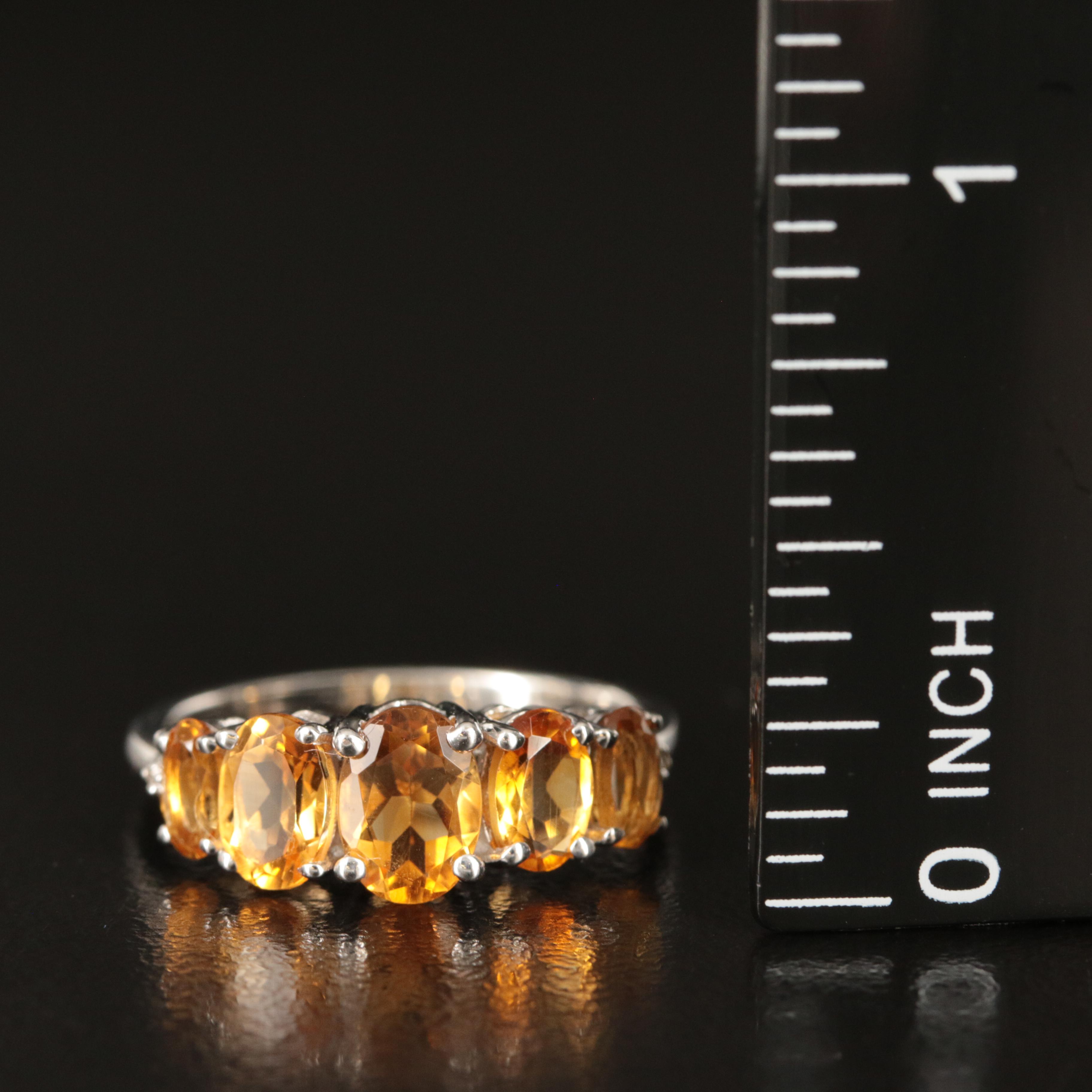 Sterling Citrine and White Sapphire Band