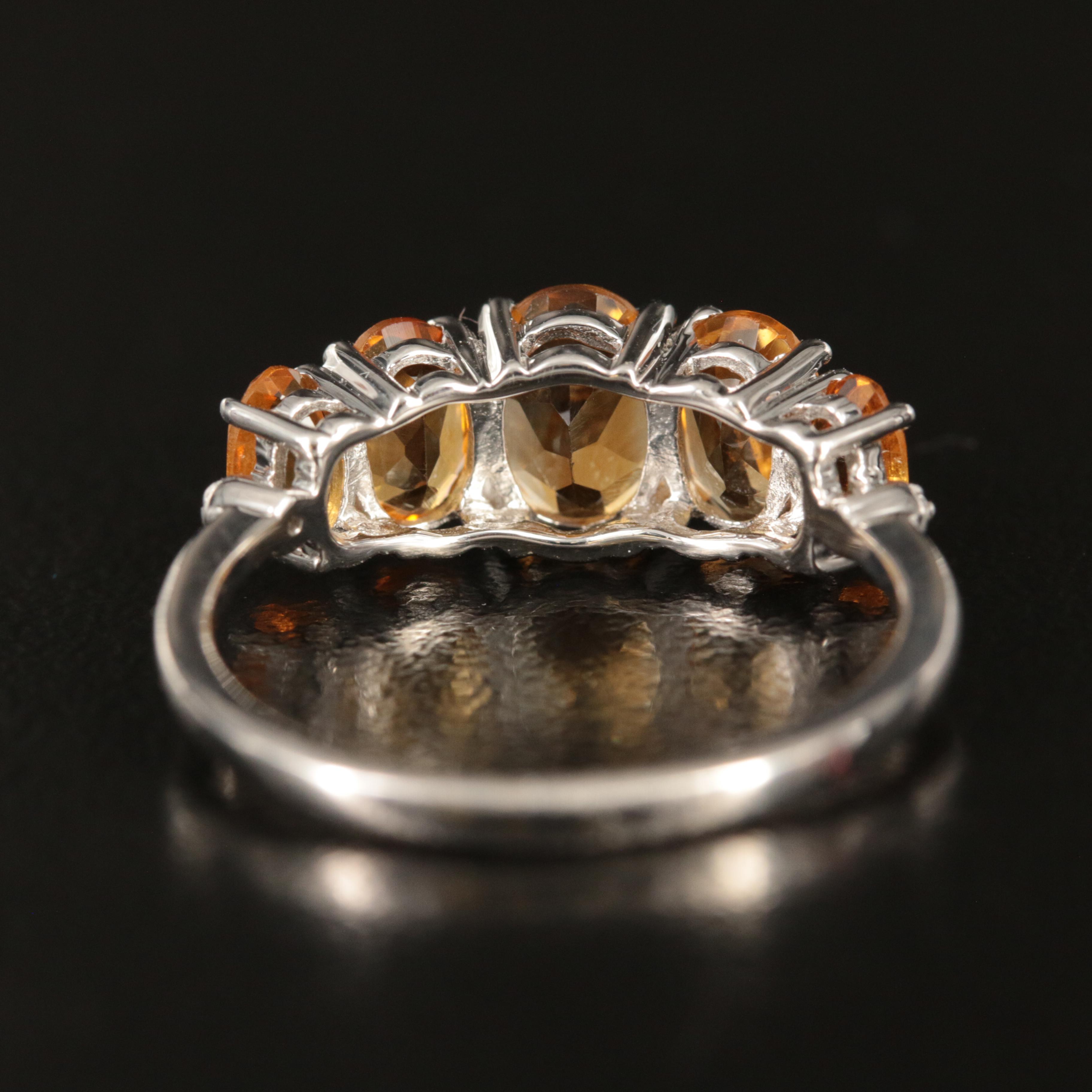 Sterling Citrine and White Sapphire Band